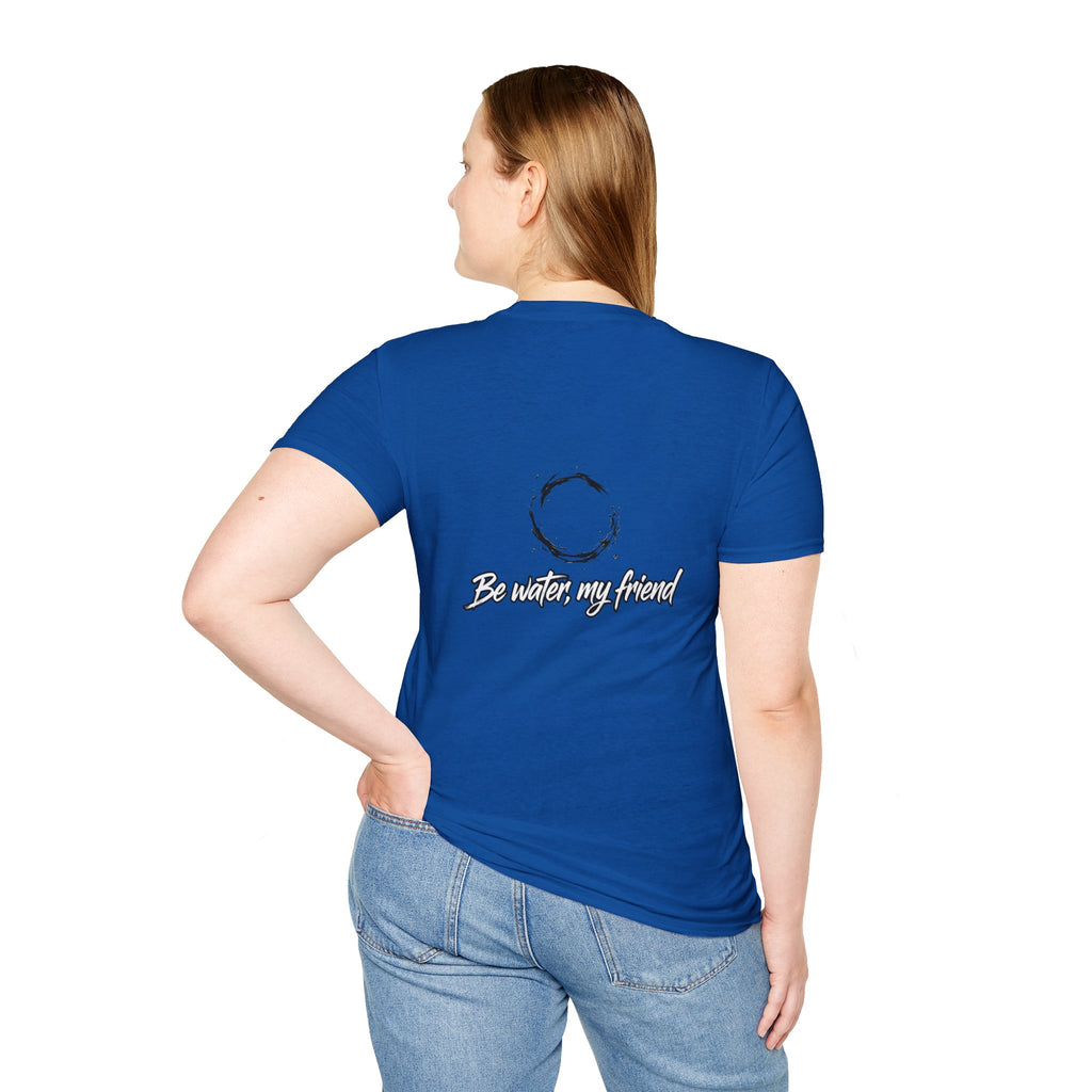 New T‑Shirt Minimal Zen Brush Circle with “Be Water, My Friend” Inspirational Graphic