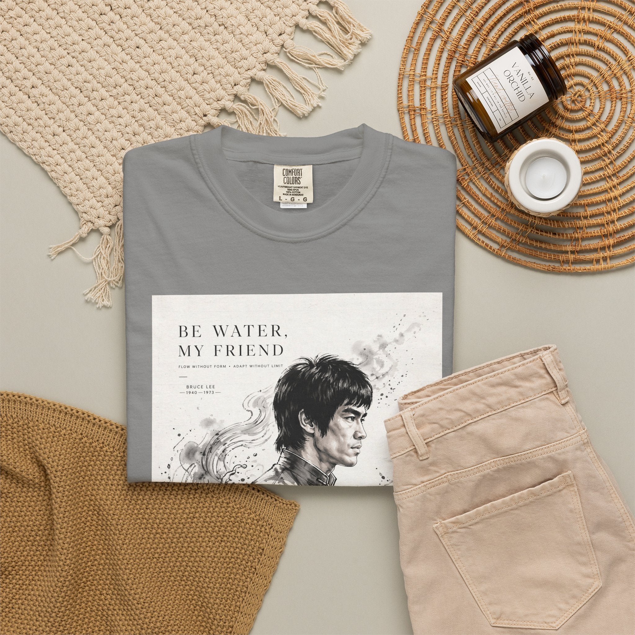 Unisex Garment-Dyed Multiple Colors T-shirt | Bruce Lee's Be Water My Friend