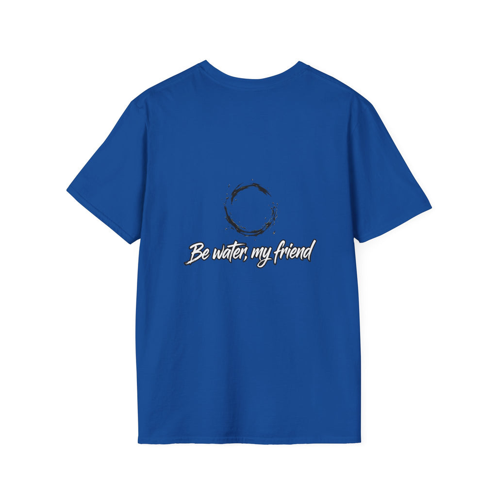 New T‑Shirt Minimal Zen Brush Circle with “Be Water, My Friend” Inspirational Graphic