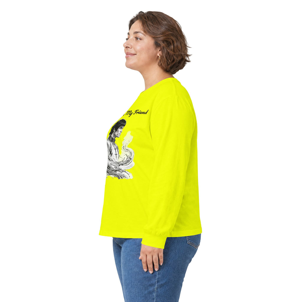 Flow Like Water: Bruce Lee Long Sleeve Crew Tee – Timeless Wisdom with Minimalist Water Art, Perfect for Layering