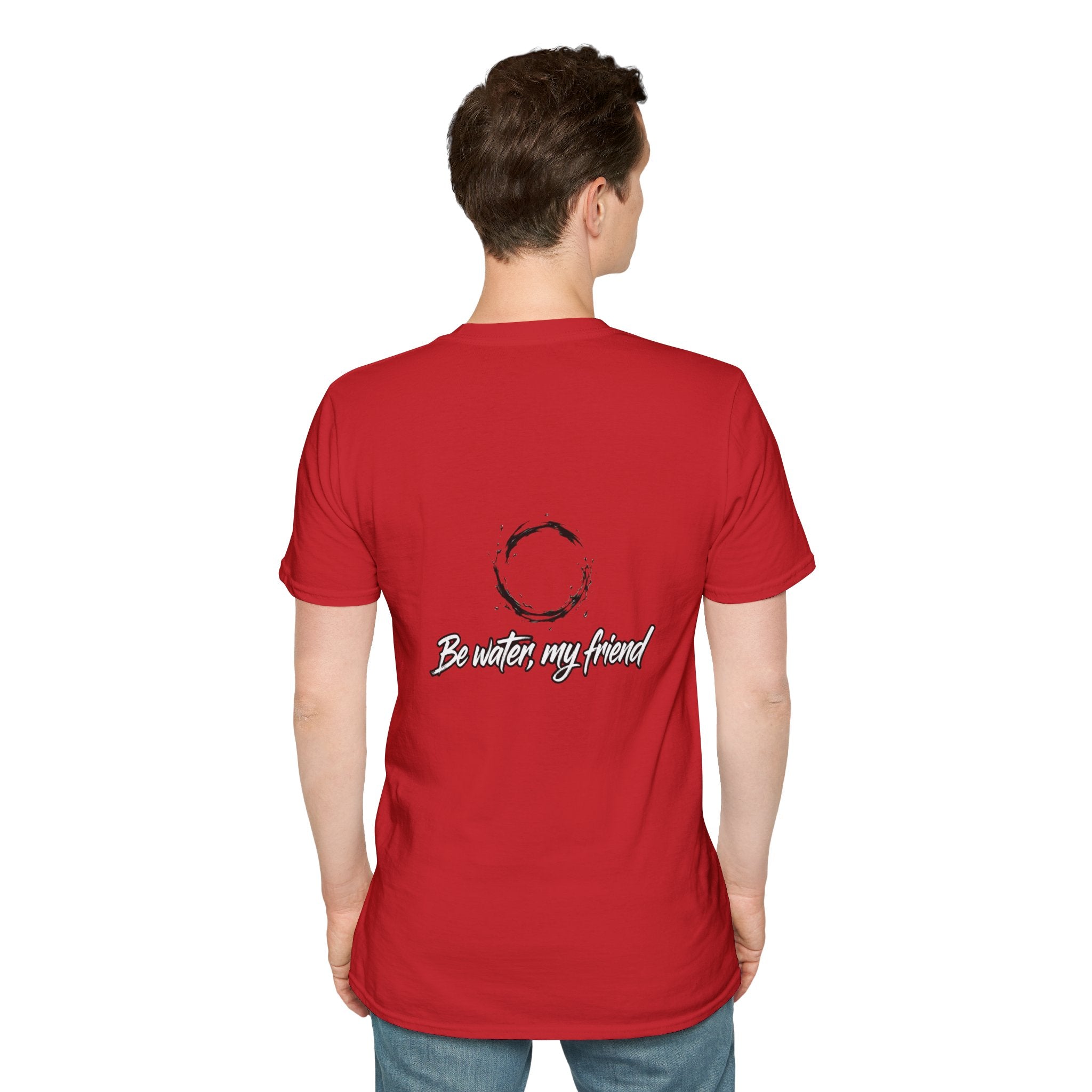 New T‑Shirt Minimal Zen Brush Circle with “Be Water, My Friend” Inspirational Graphic