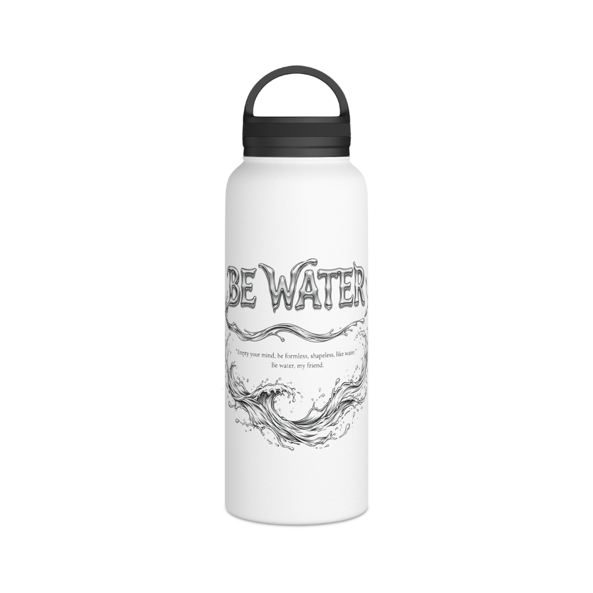"Be Water" Sports Bottle – Bruce Lee Iconic Quote with Flowing Water Graphic, Perfect for Gym, Yoga, and Daily Hydration
