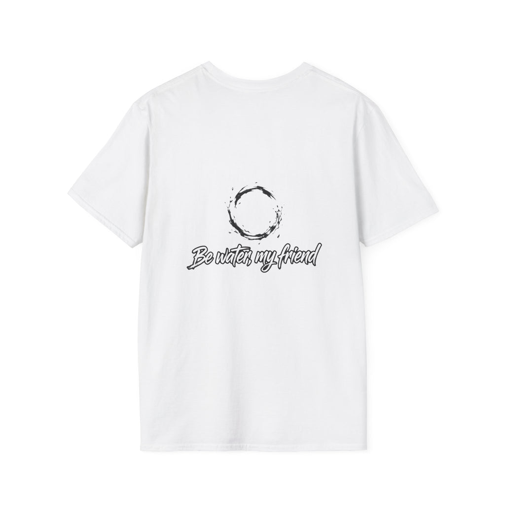 New T‑Shirt Minimal Zen Brush Circle with “Be Water, My Friend” Inspirational Graphic