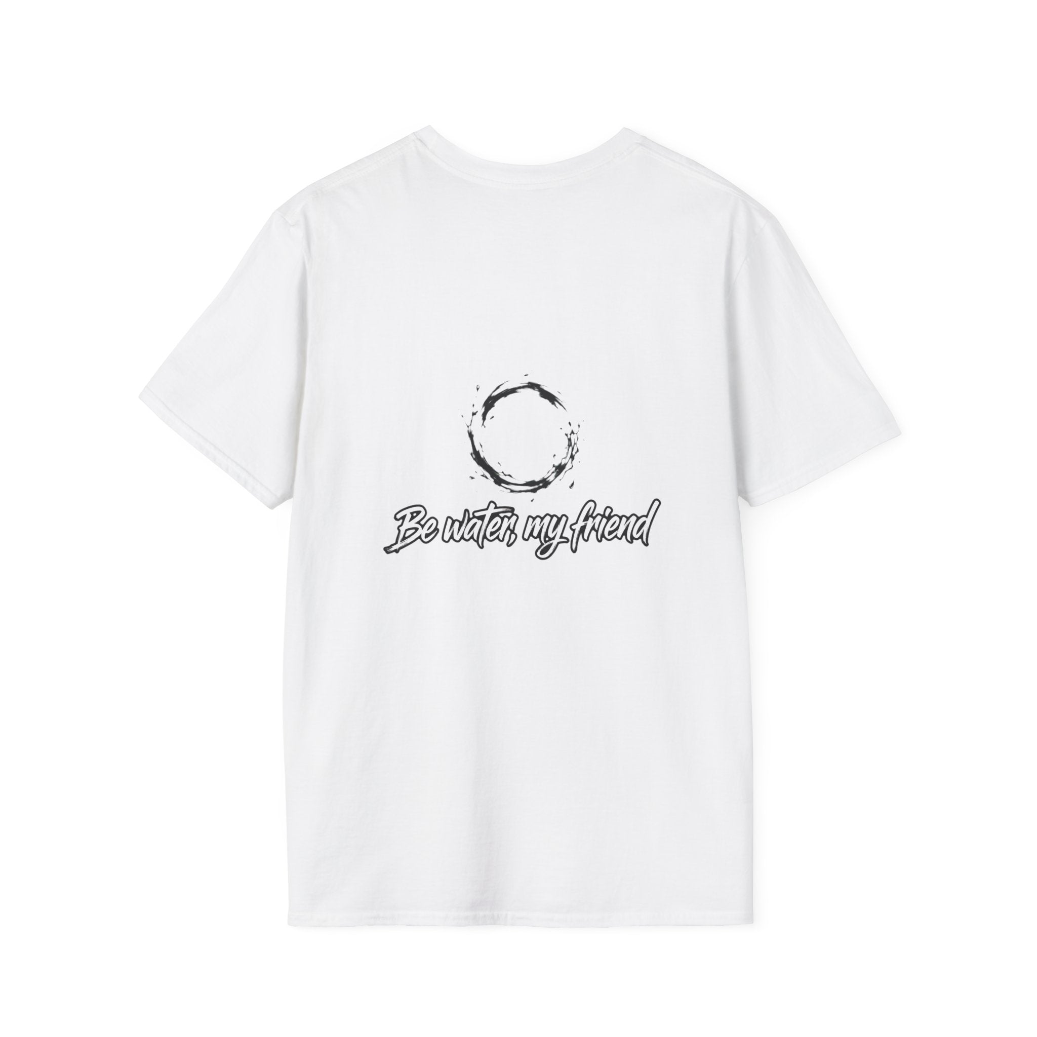 New T‑Shirt Minimal Zen Brush Circle with “Be Water, My Friend” Inspirational Graphic
