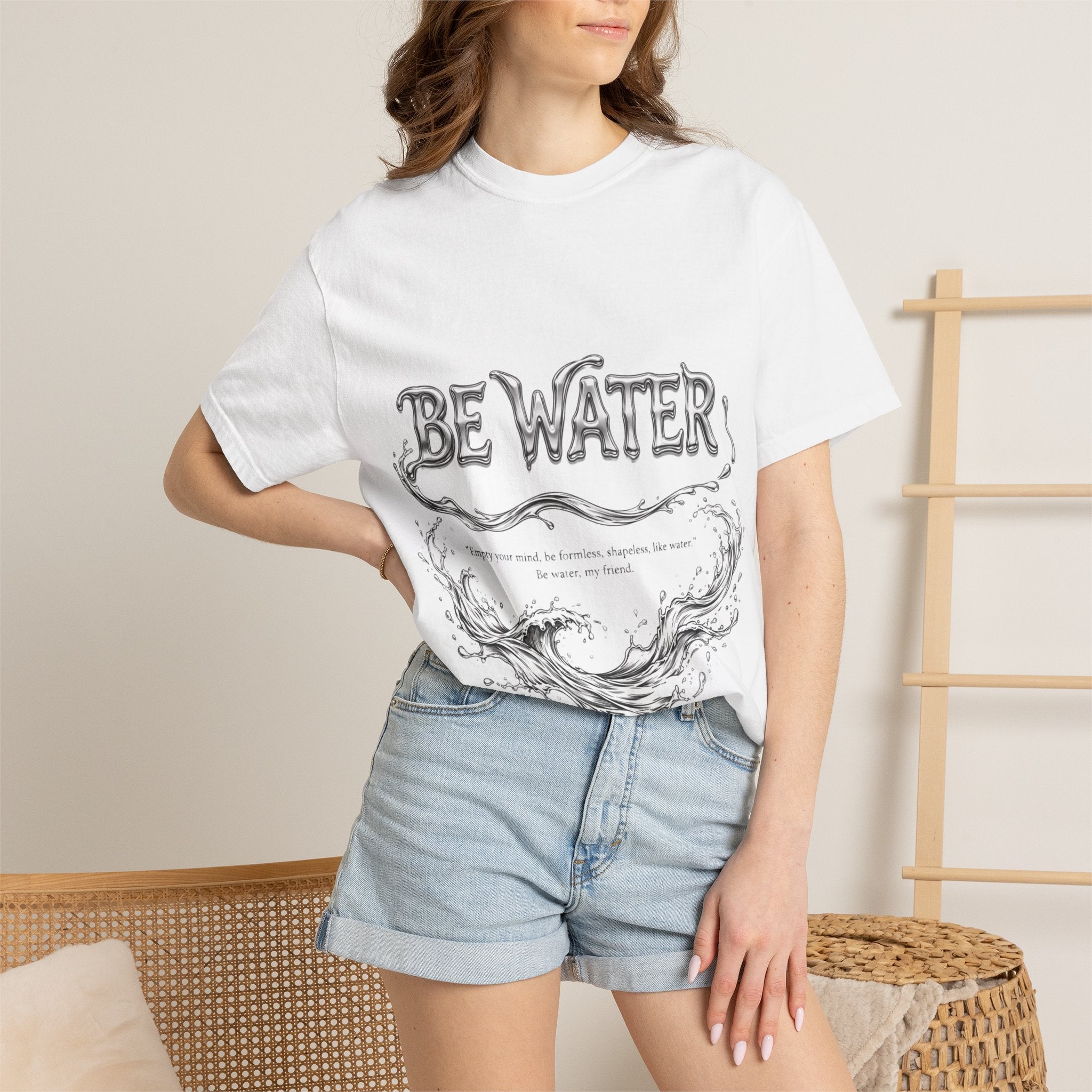 Bruce Lee "Be Water" Philosophy T-Shirt | Garment-Dyed Relaxed Fit, Unisex Style