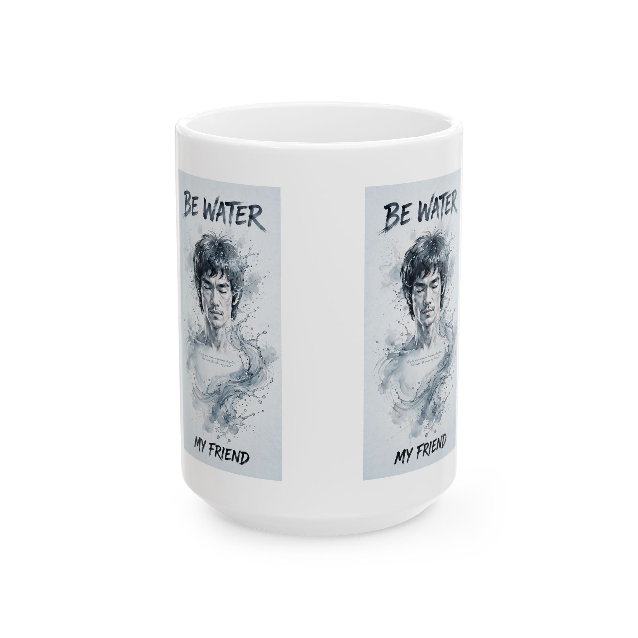 Flow Like Water: Bruce Lee Quote Ceramic Mug – Sip Your Philosophy in Two Sizes