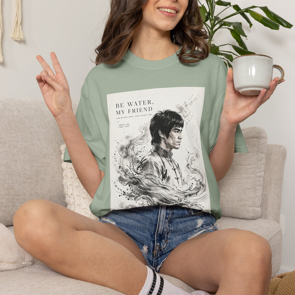 Unisex Garment-Dyed Multiple Colors T-shirt | Bruce Lee's Be Water My Friend