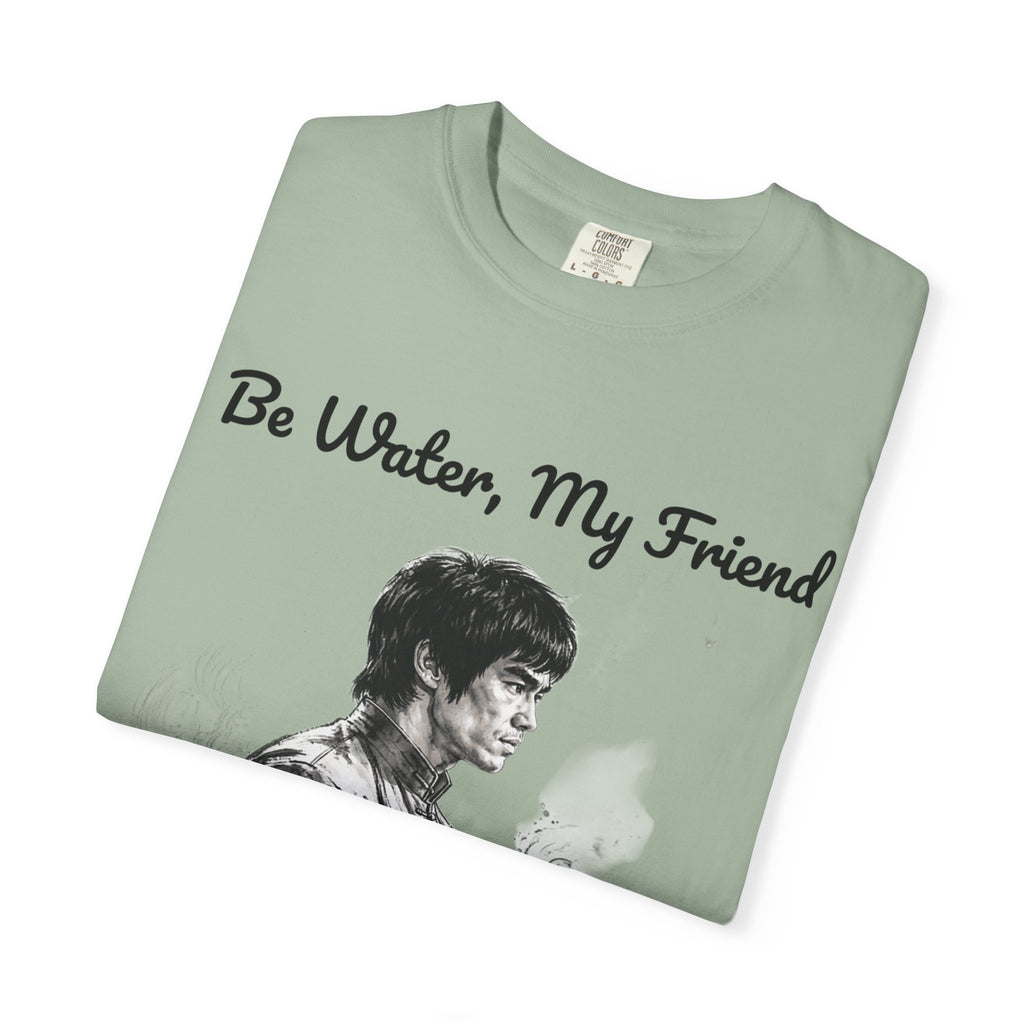 Embrace Adaptability: Bruce Lee Graphic T-Shirt, Classic Monochrome Portrait, Vintage Wash