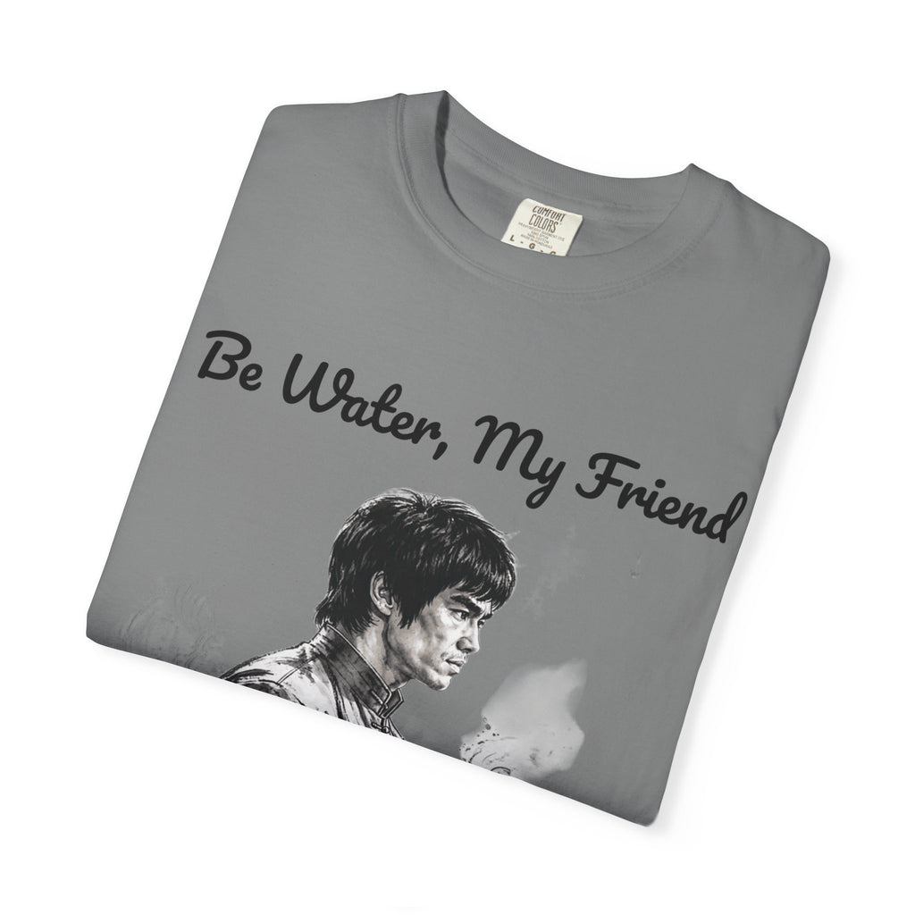 Embrace Adaptability: Bruce Lee Graphic T-Shirt, Classic Monochrome Portrait, Vintage Wash