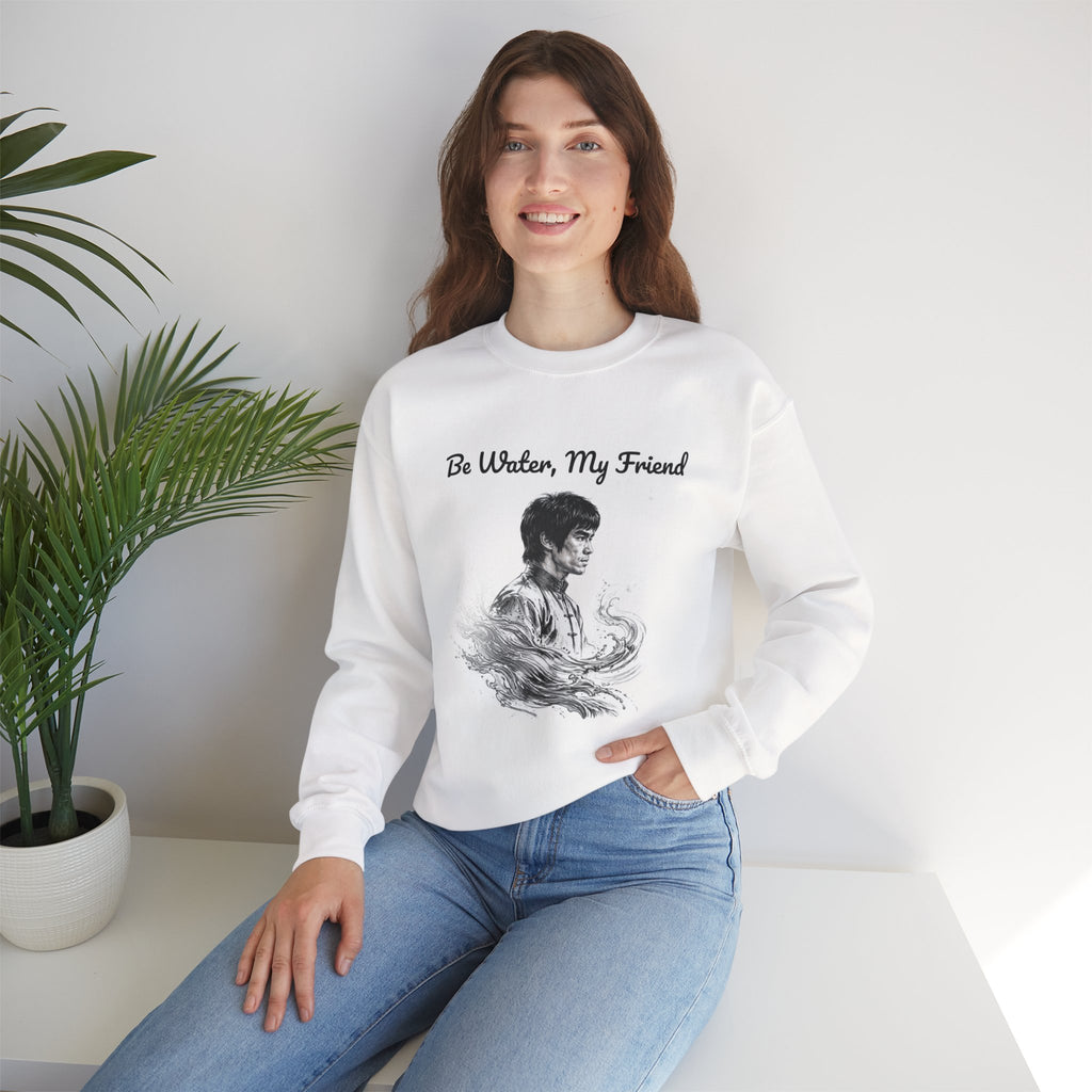 Flow Like Water: Bruce Lee Philosophy Sweatshirt – Timeless Wisdom Meets Warm Comfort, Ribbed Cuffs & Hem, Vintage Wash