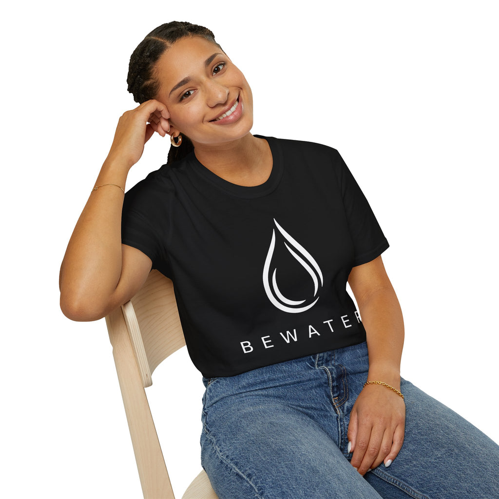 BEWATER Logo BLACK T-Shirt — Minimal Water Drop Graphic Tee