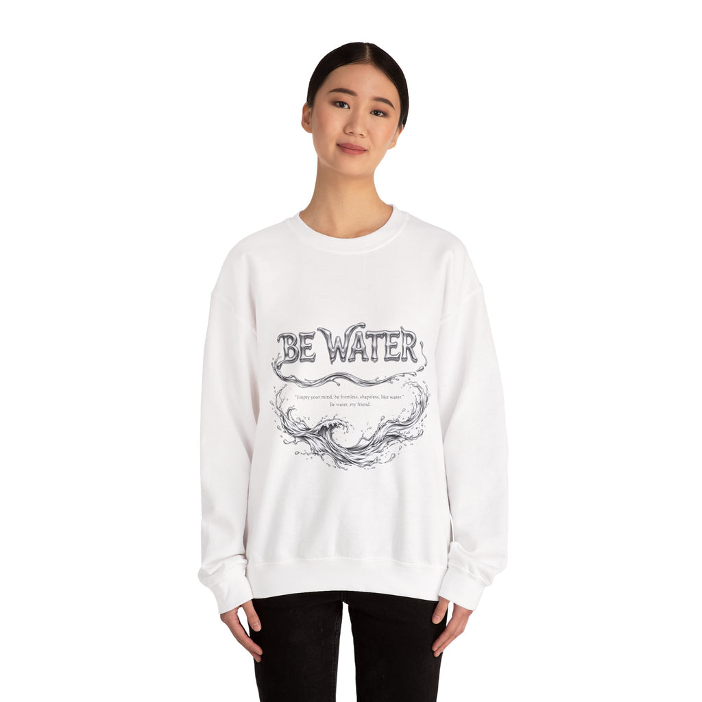 Embrace the Way – Bruce Lee "Be Water" Crew Sweatshirt, Thick Cotton Blend, Ideal Gift for Martial Arts Lovers & Thinkers