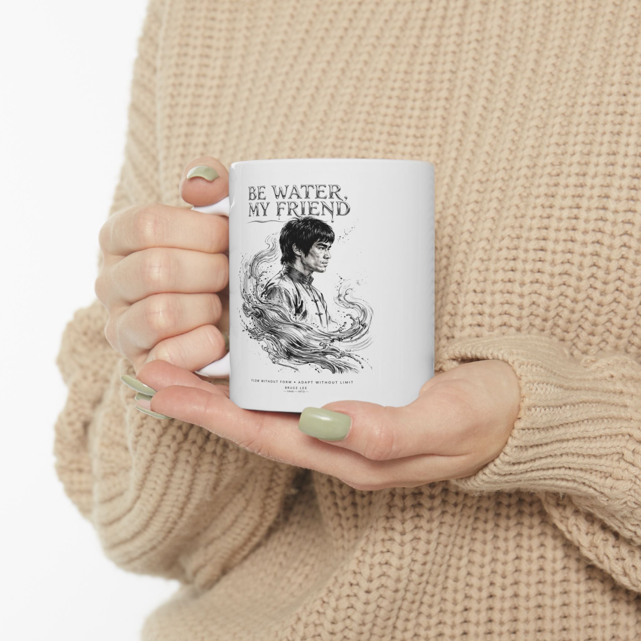 Bruce Lee “Be Water, My Friend” Ceramic Mug – Martial Arts Philosophy Gift (11oz / 15oz)