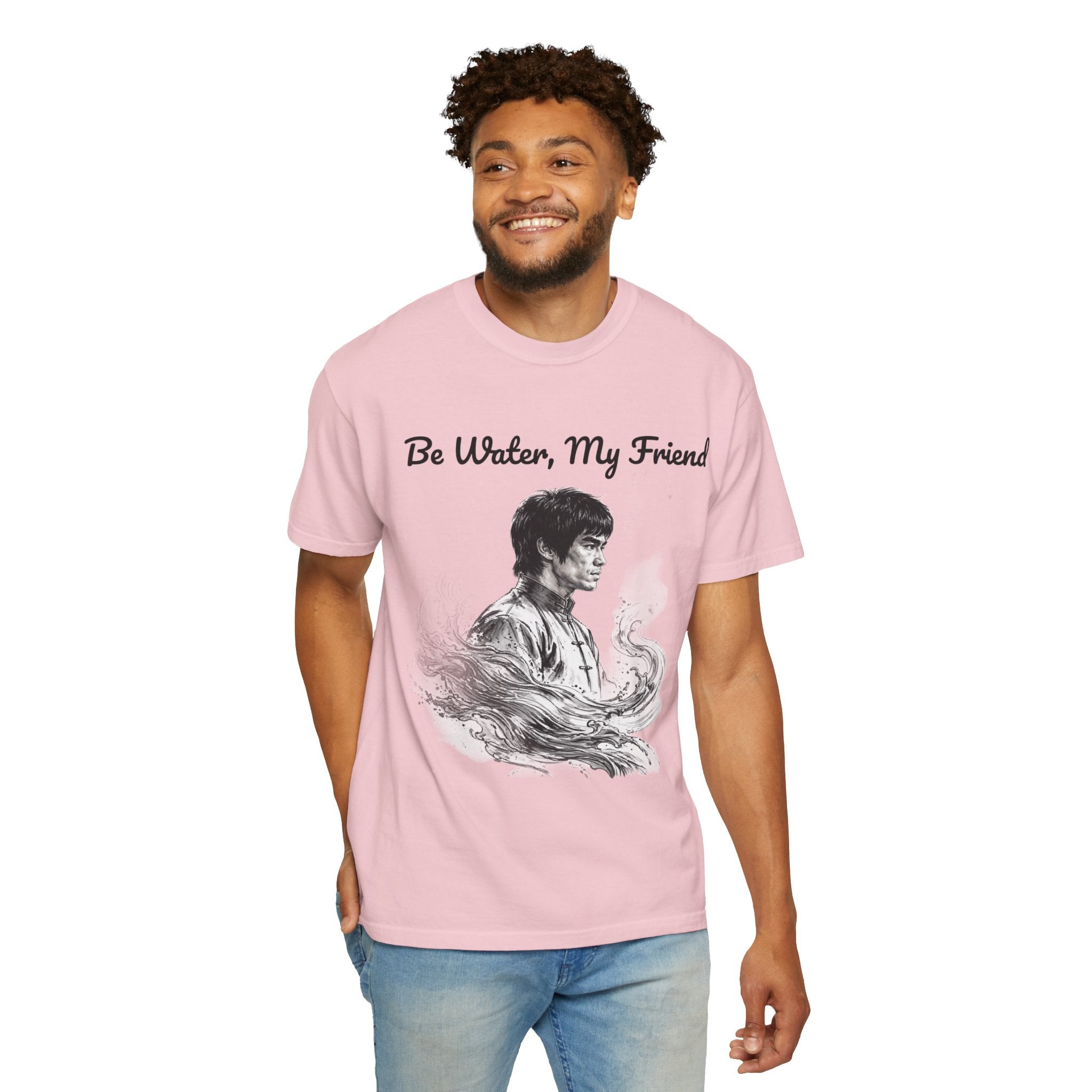 Embrace Adaptability: Bruce Lee Graphic T-Shirt, Classic Monochrome Portrait, Vintage Wash