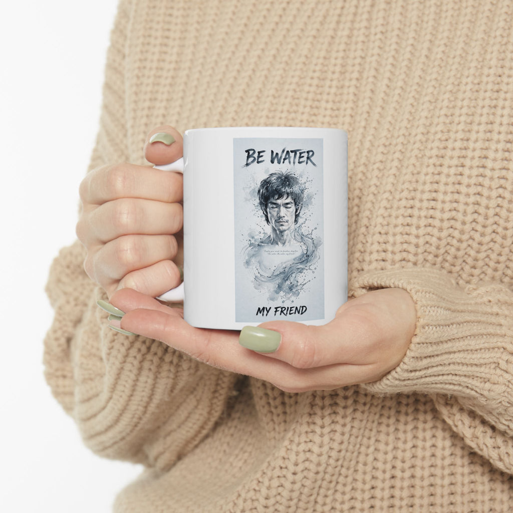 Flow Like Water: Bruce Lee Quote Ceramic Mug – Sip Your Philosophy in Two Sizes