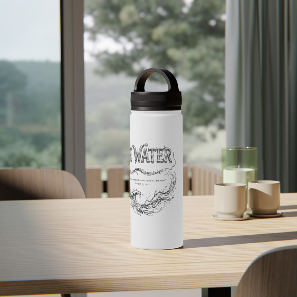 "Be Water" Sports Bottle – Bruce Lee Iconic Quote with Flowing Water Graphic, Perfect for Gym, Yoga, and Daily Hydration