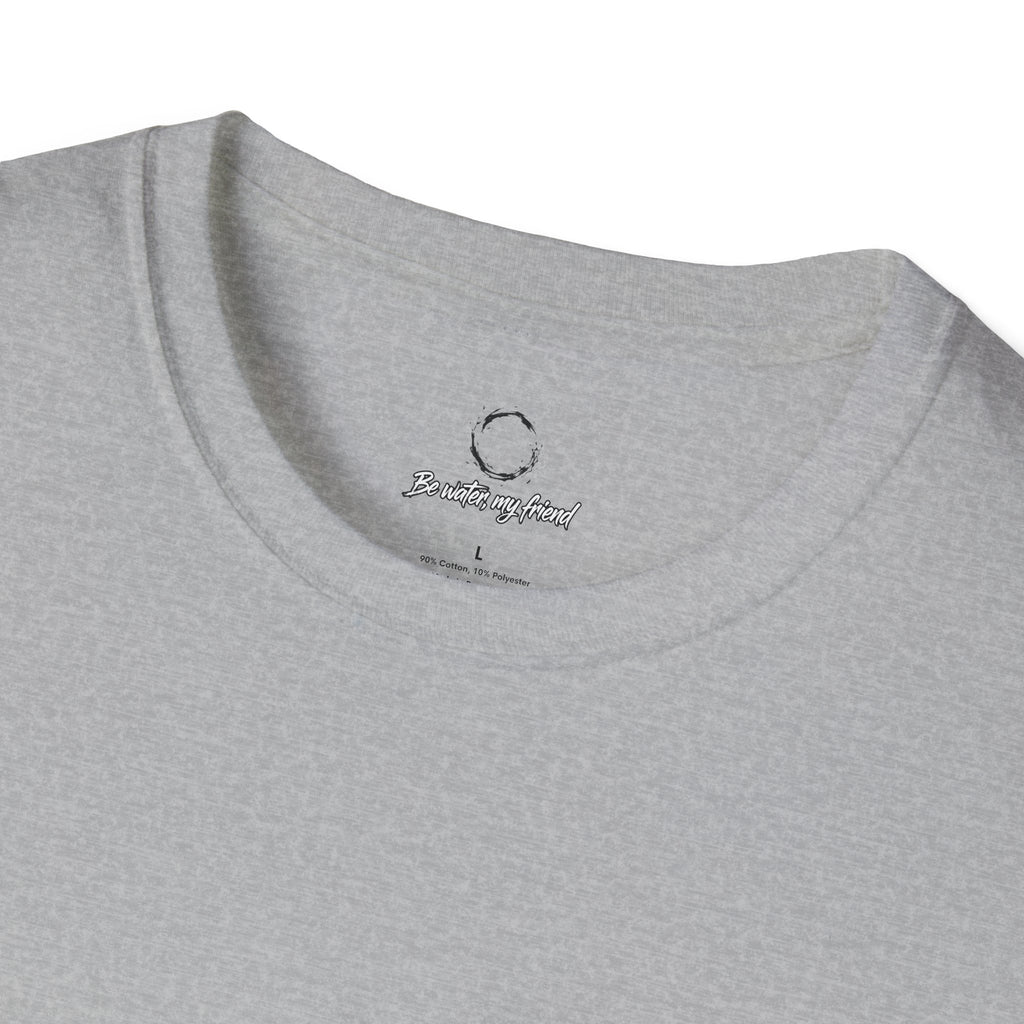 New T‑Shirt Minimal Zen Brush Circle with “Be Water, My Friend” Inspirational Graphic