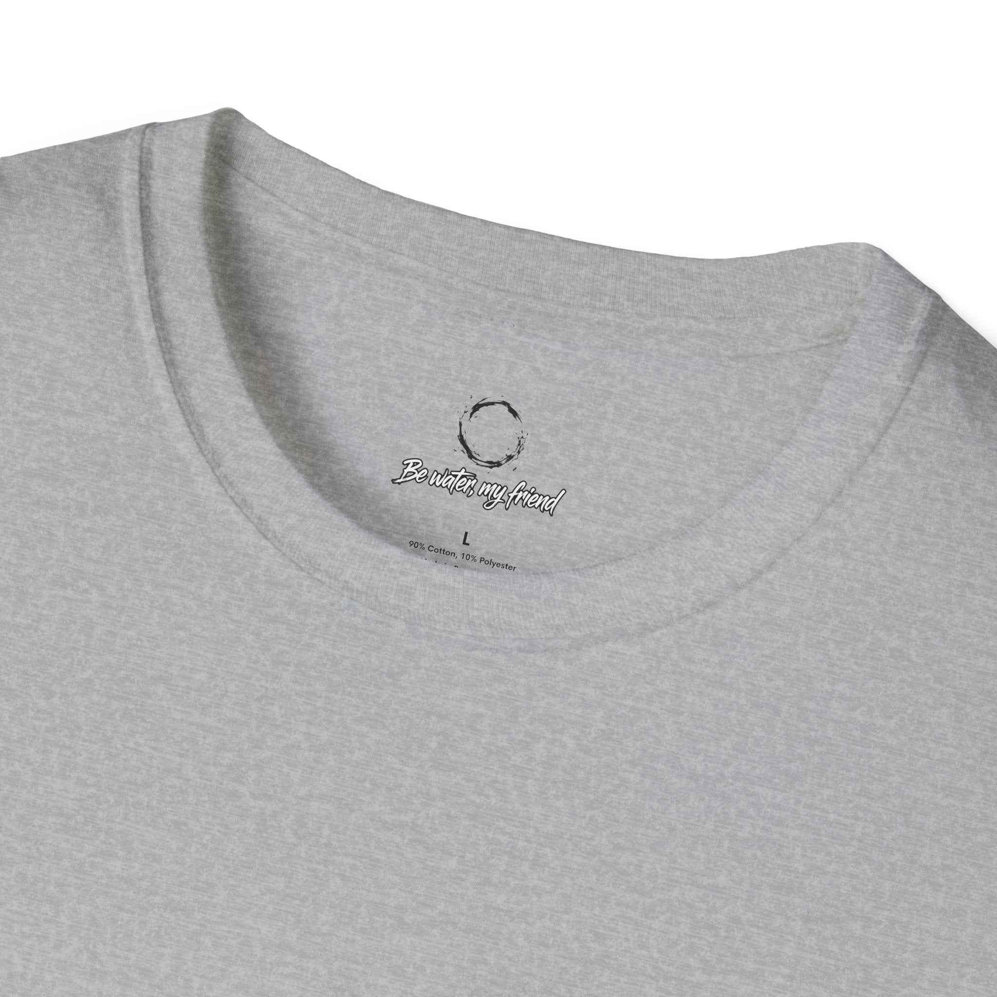 New T‑Shirt Minimal Zen Brush Circle with “Be Water, My Friend” Inspirational Graphic