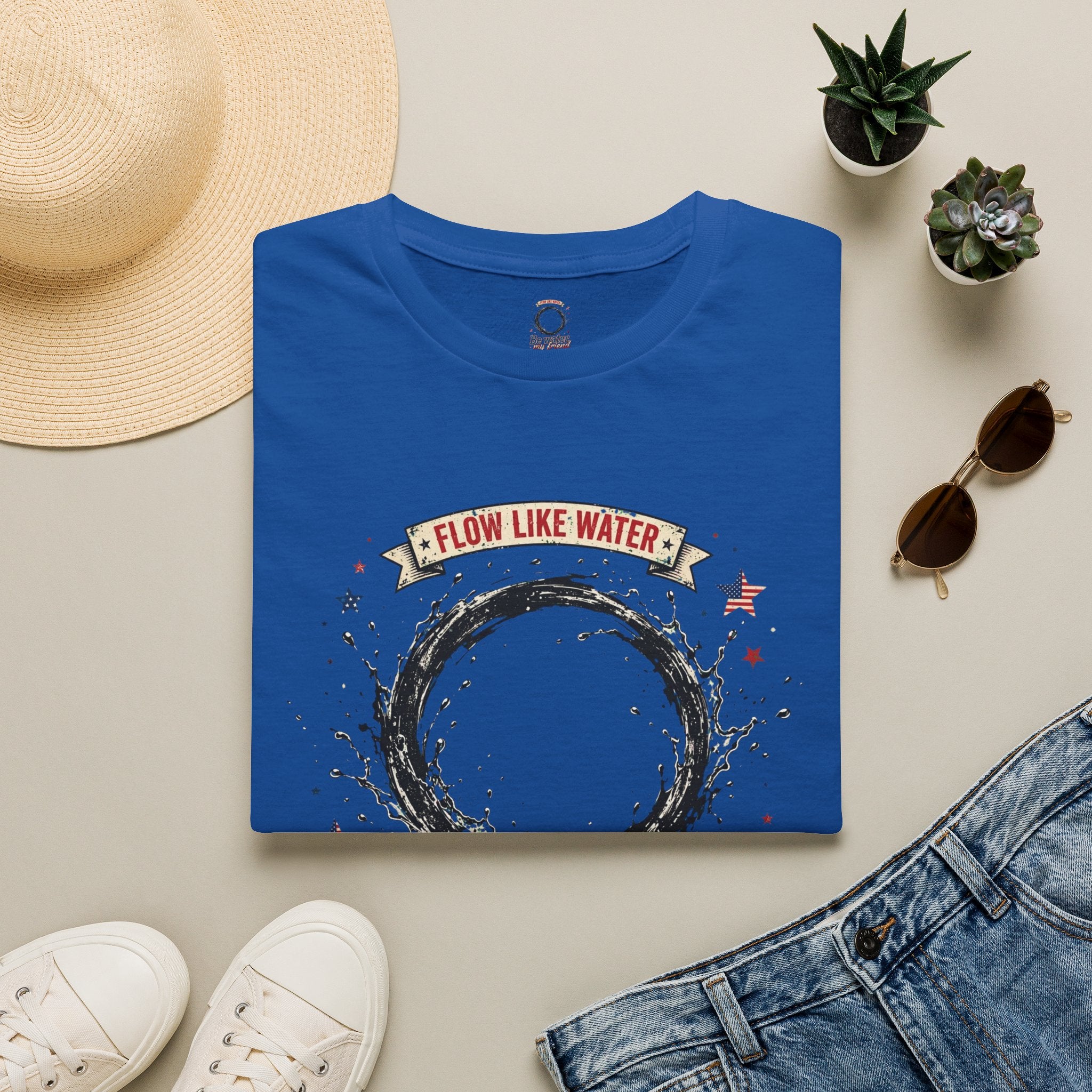 The “Be Water” Tee – Bruce Lee’s Flow Philosophy on a Retro-Inspired Shirt, Featuring FLOW LIKE WATER and 1940 Badge Soft Fabric