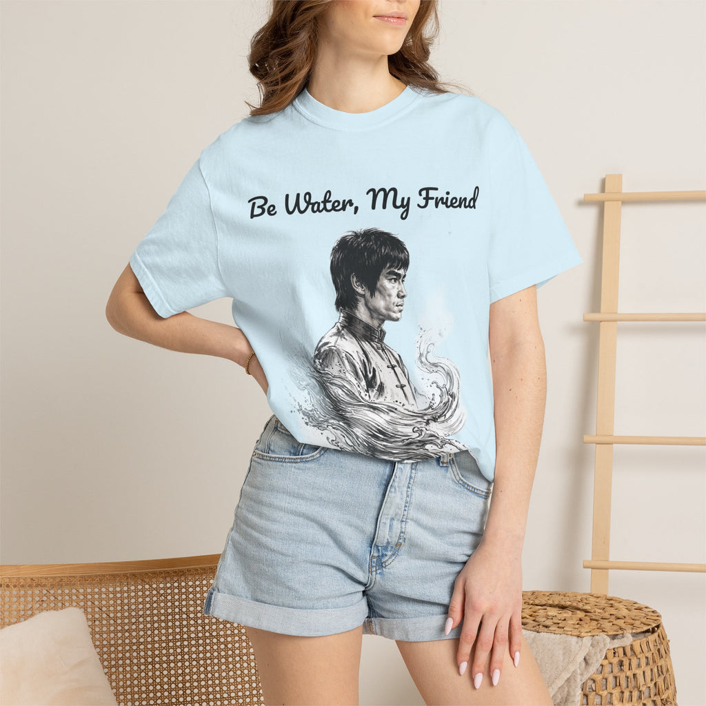 Embrace Adaptability: Bruce Lee Graphic T-Shirt, Classic Monochrome Portrait, Vintage Wash