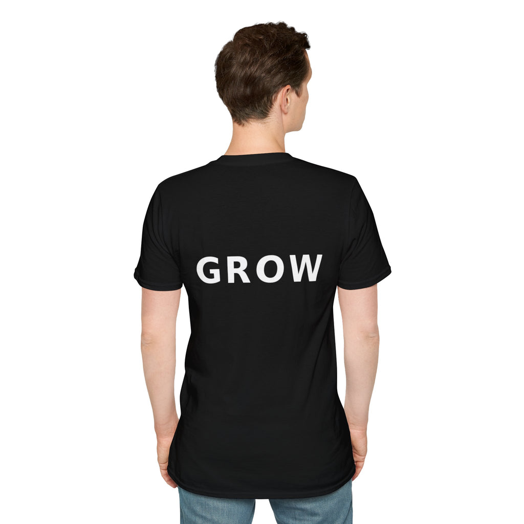 Grow Unisex Softstyle Black T-Shirt EVERY STEP SHAPES WHO WE BECOME' Graphic Tee