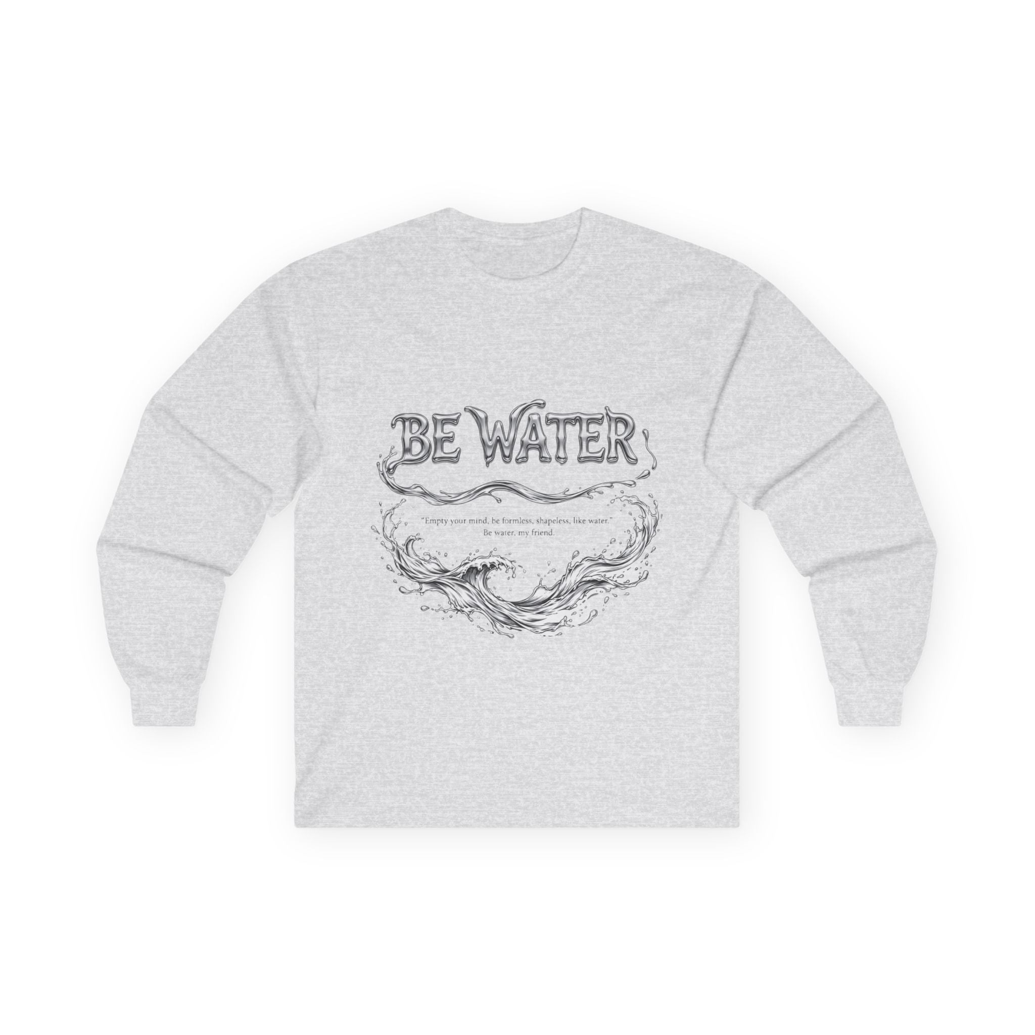 Embrace Adaptability – Bruce Lee "Be Water" Long Sleeve Shirt, Vintage Wash, Soft Touch, Ideal Gift for Philosophers & Warriors