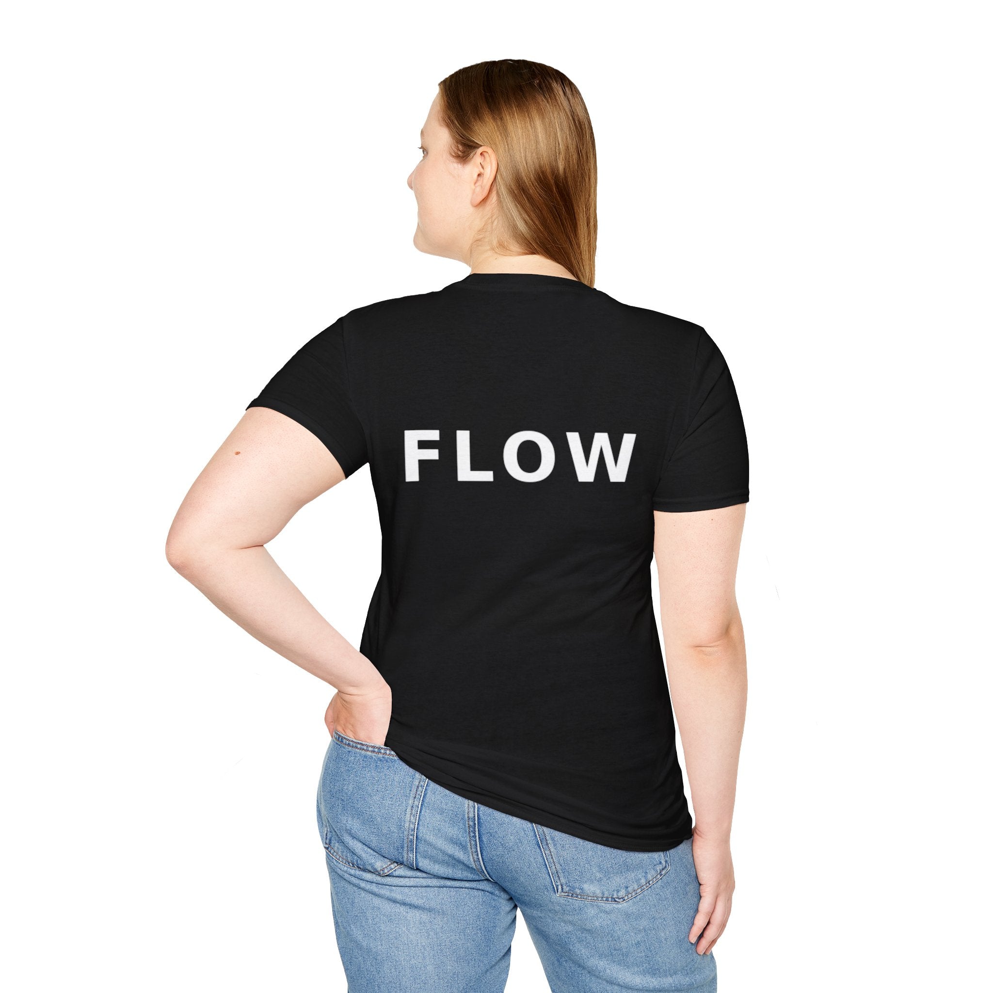 Flow Unisex Softstyle Black T-Shirt NOTHING IS FIXED EVERYTHING FLOWS' Graphic Tee
