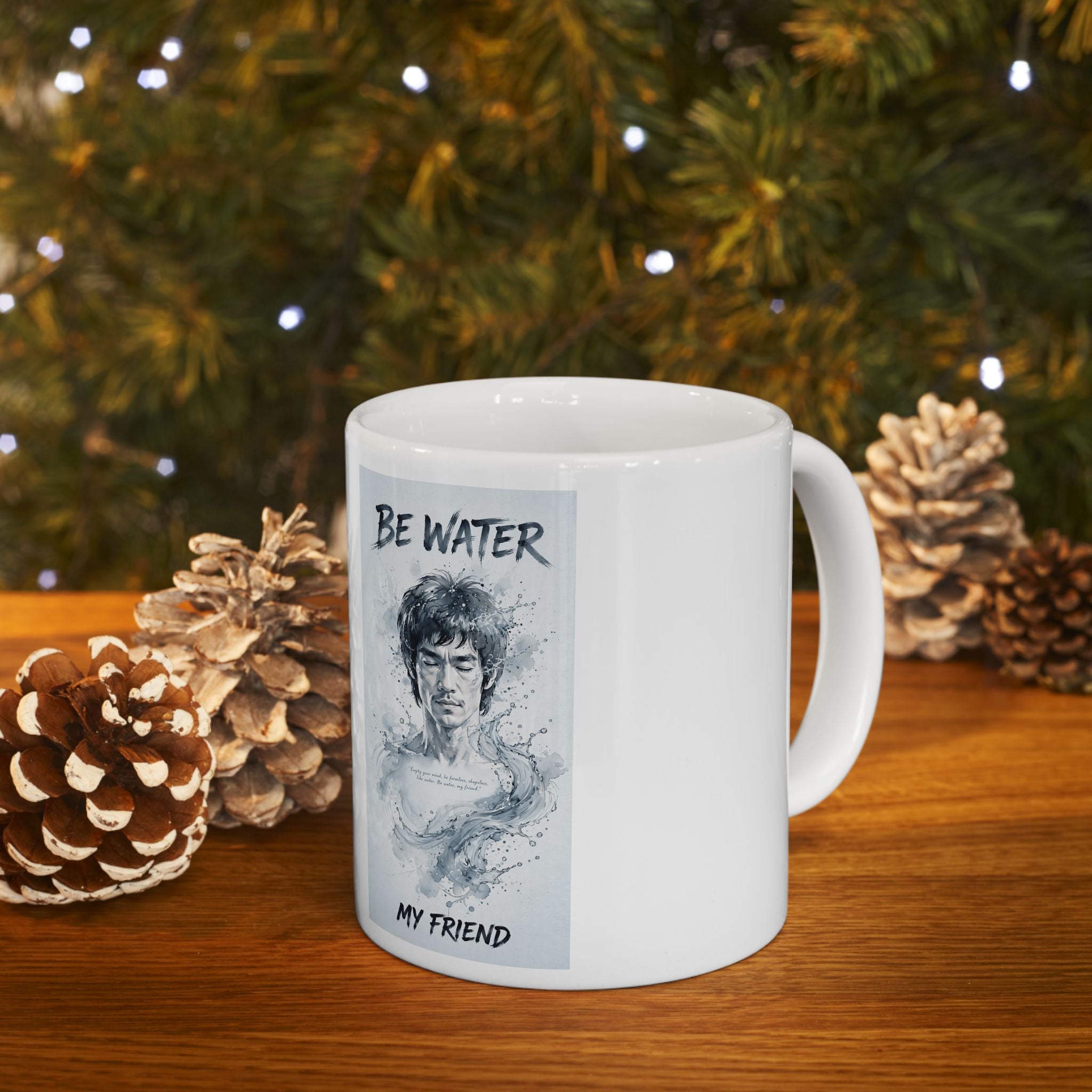 Flow Like Water: Bruce Lee Quote Ceramic Mug – Sip Your Philosophy in Two Sizes