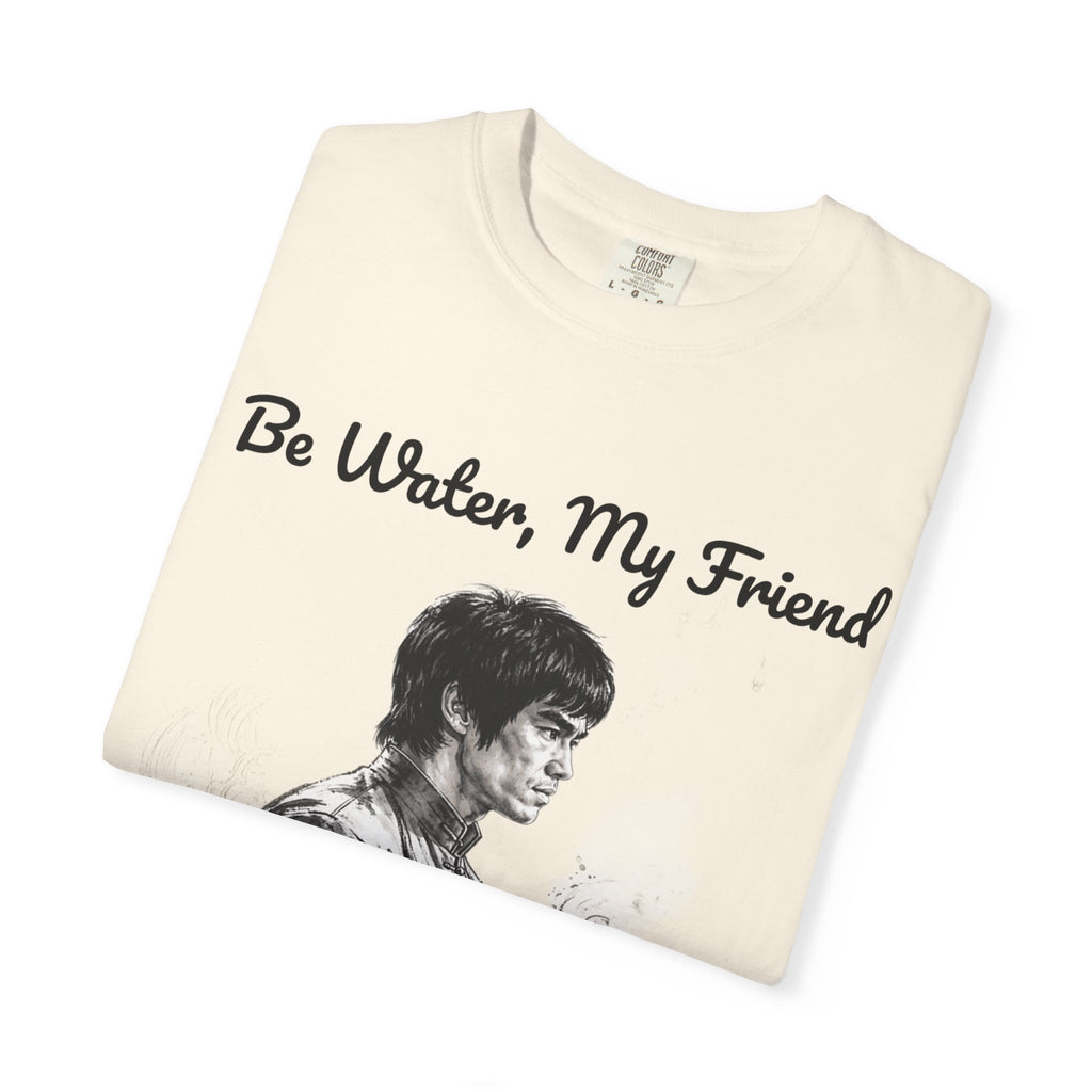 Embrace Adaptability: Bruce Lee Graphic T-Shirt, Classic Monochrome Portrait, Vintage Wash