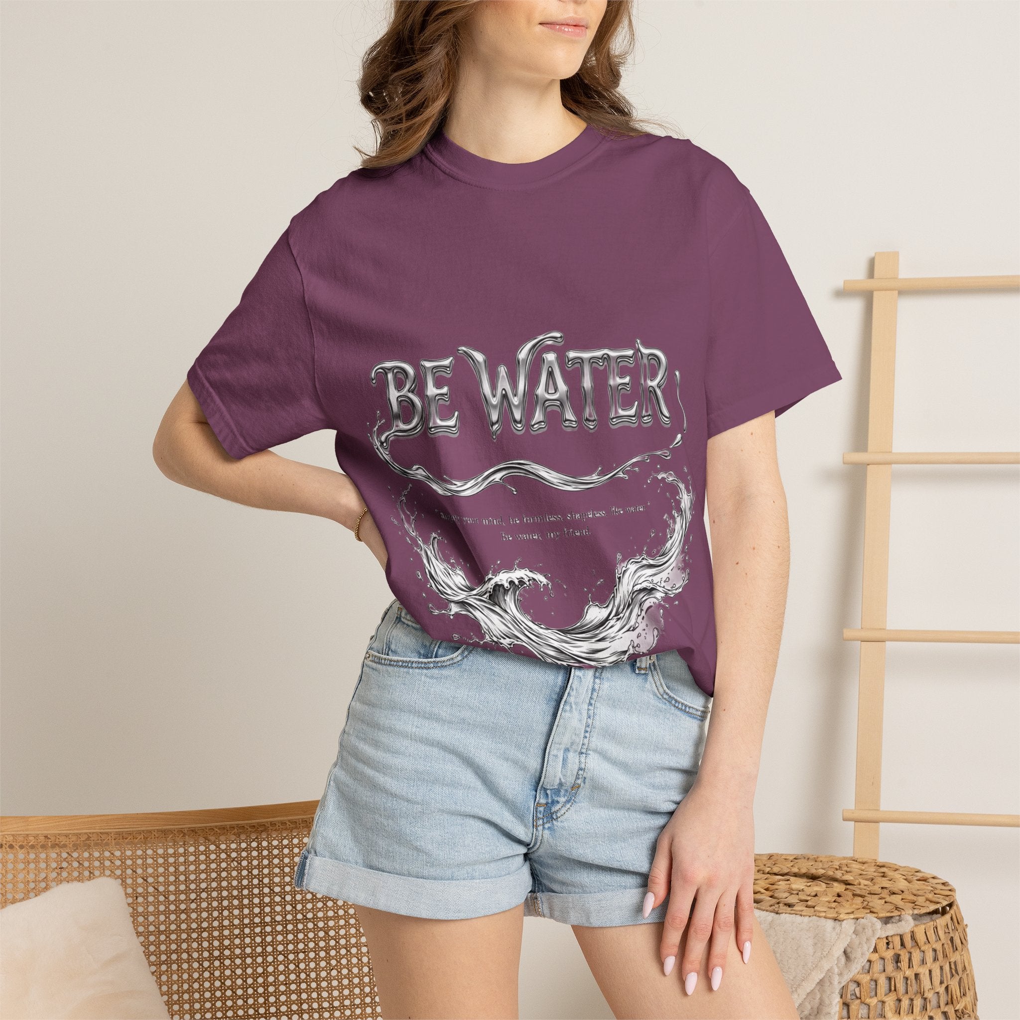 Bruce Lee "Be Water" Philosophy T-Shirt | Garment-Dyed Relaxed Fit, Unisex Style