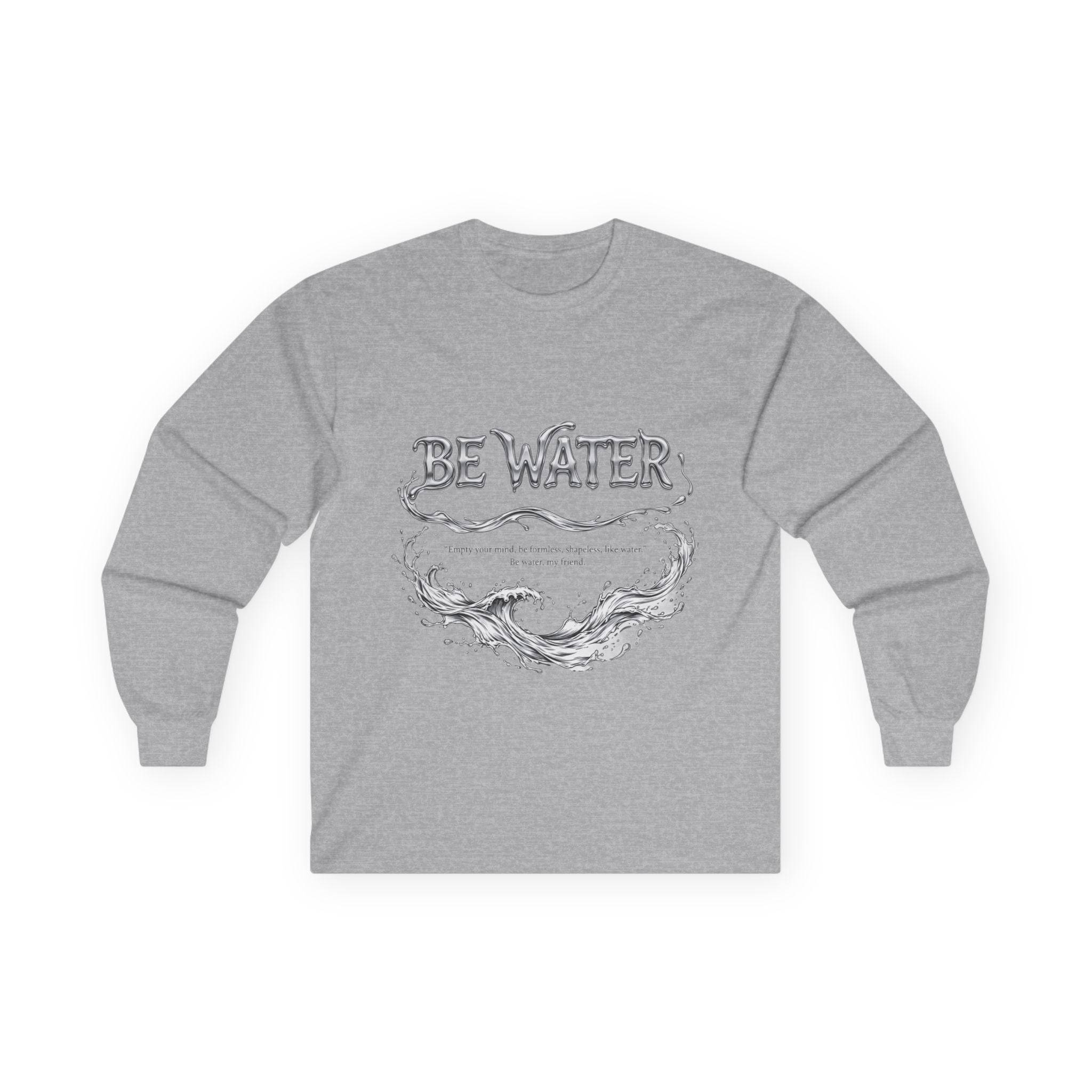 Embrace Adaptability – Bruce Lee "Be Water" Long Sleeve Shirt, Vintage Wash, Soft Touch, Ideal Gift for Philosophers & Warriors