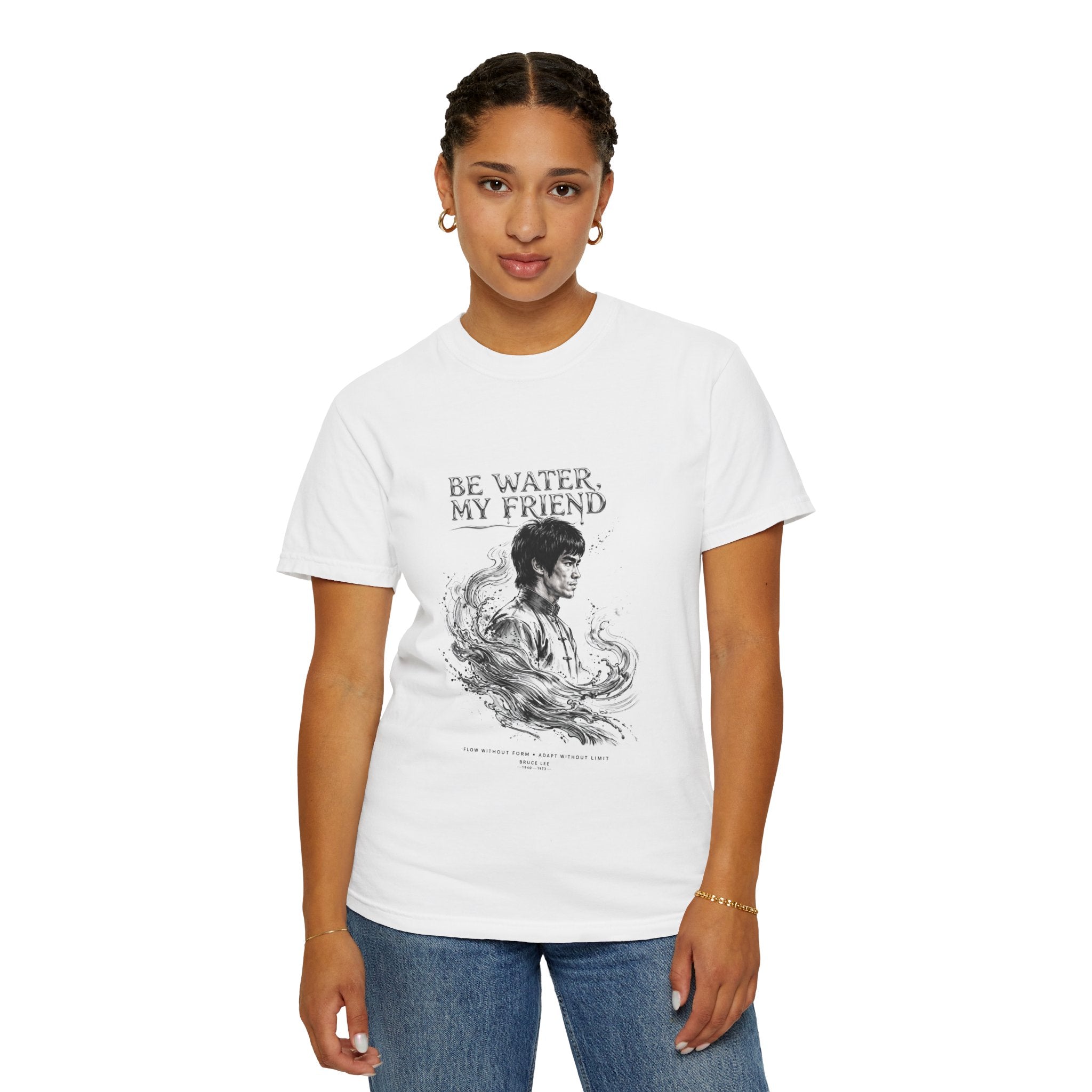 Unisex Garment-Dyed White T-shirt | Bruce Lee's Be Water My Friend