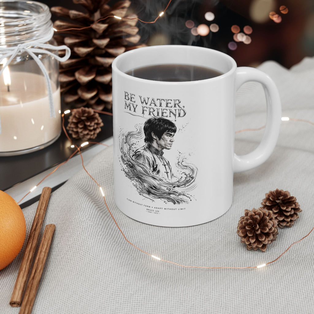 Bruce Lee “Be Water, My Friend” Ceramic Mug – Martial Arts Philosophy Gift (11oz / 15oz)