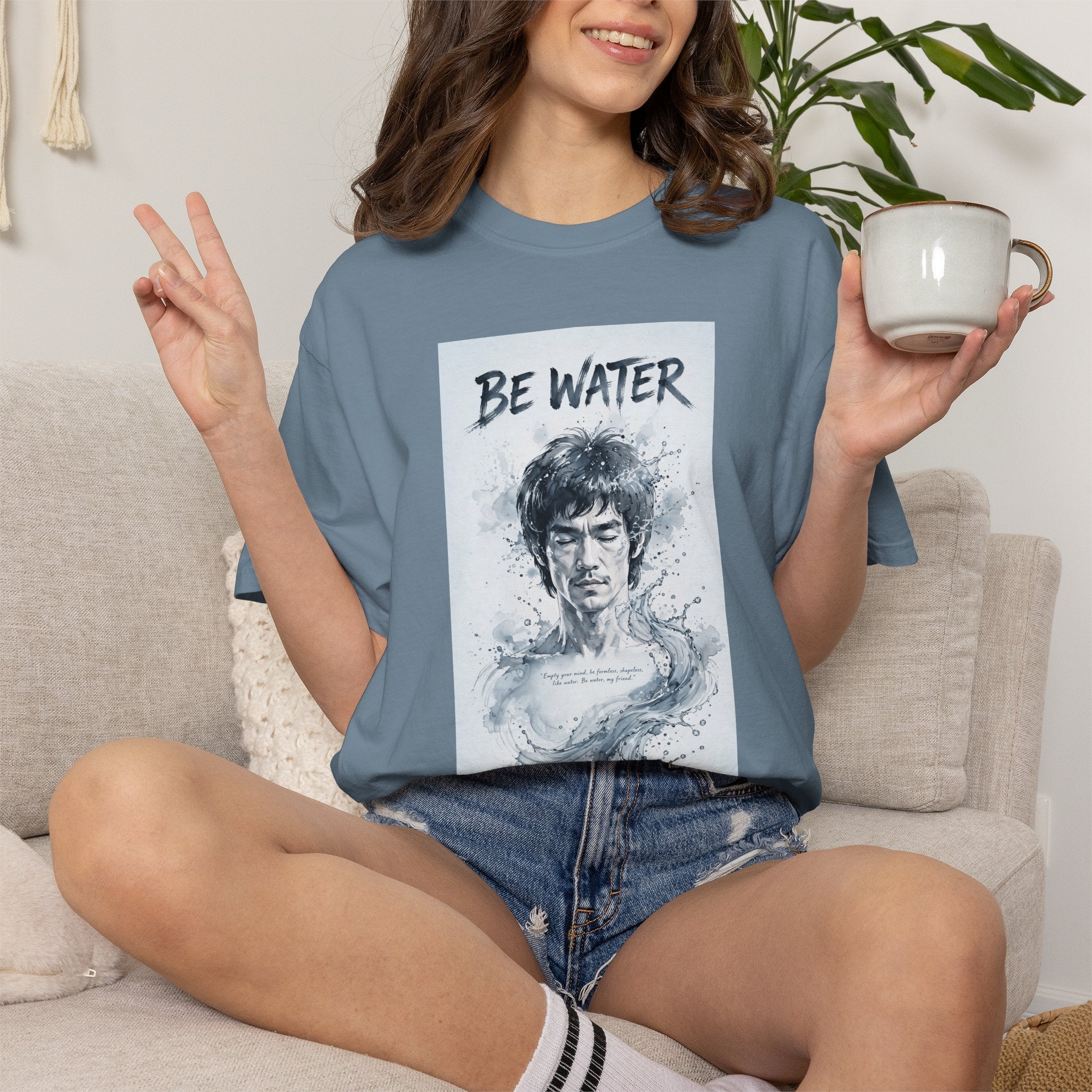 Unisex Garment-Dyed T-shirt | Remind You Be Water Like Bruce Lee