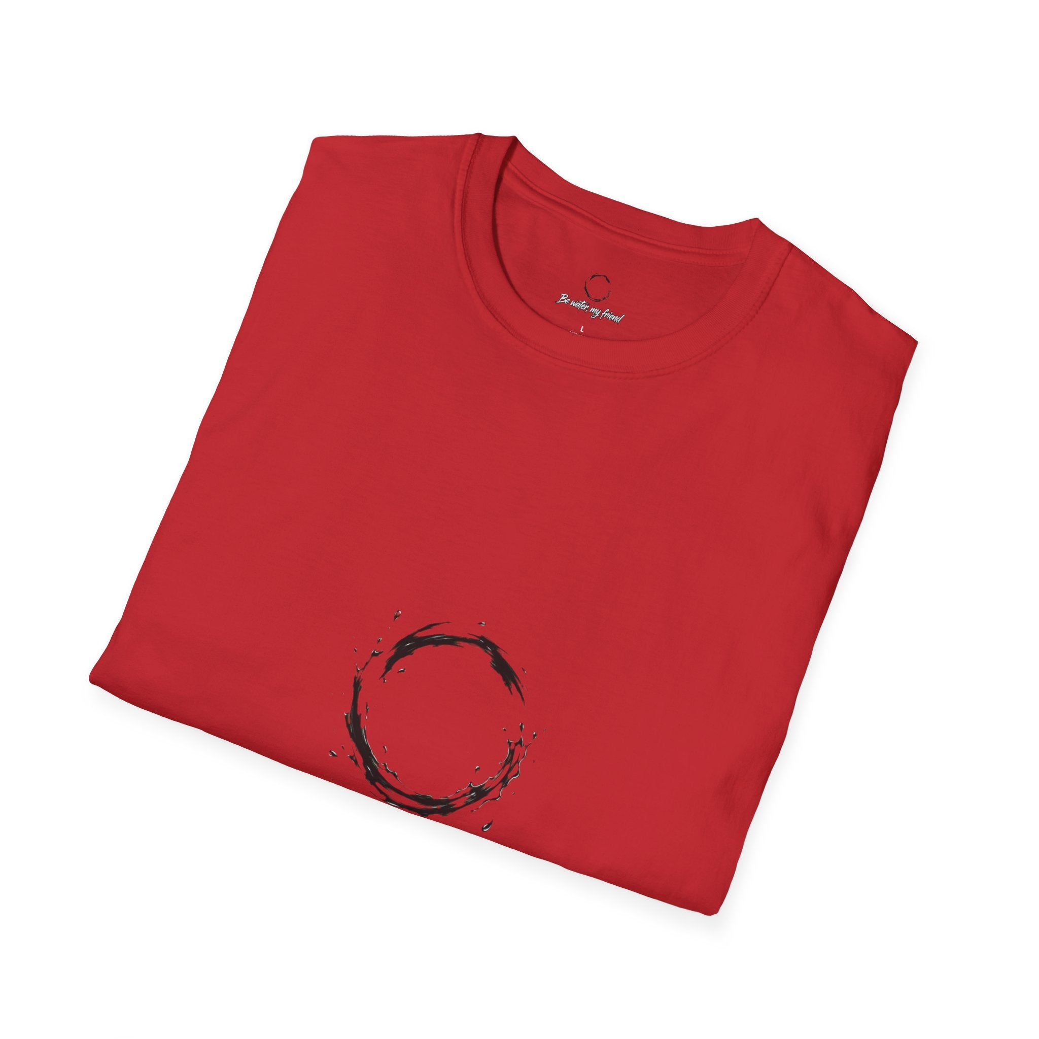 New T‑Shirt Minimal Zen Brush Circle with “Be Water, My Friend” Inspirational Graphic