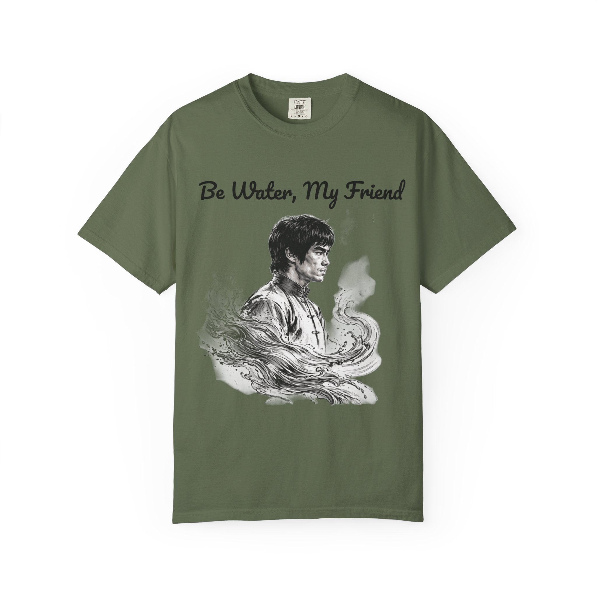 Embrace Adaptability: Bruce Lee Graphic T-Shirt, Classic Monochrome Portrait, Vintage Wash