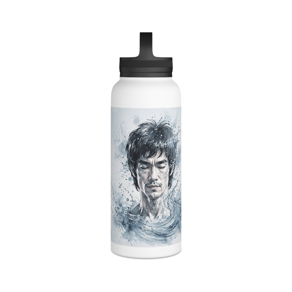 Bruce Lee "Be Water, My Friend" Sports Water Bottle – BPA-Free, Leak-Proof Flip Lid, Inspirational Martial Arts Quote Gym Bottle (12oz / 18oz/ 32oz)