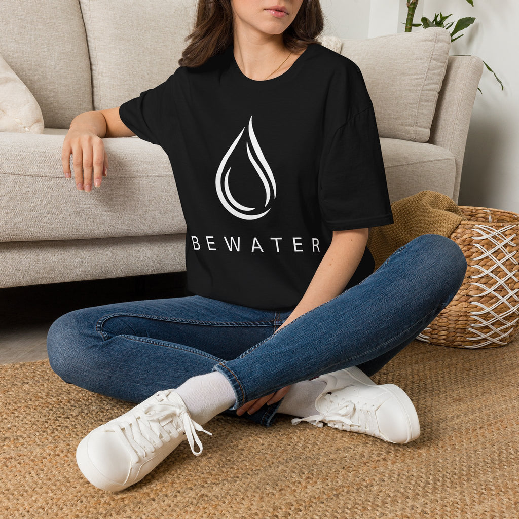 BEWATER Logo BLACK T-Shirt — Minimal Water Drop Graphic Tee