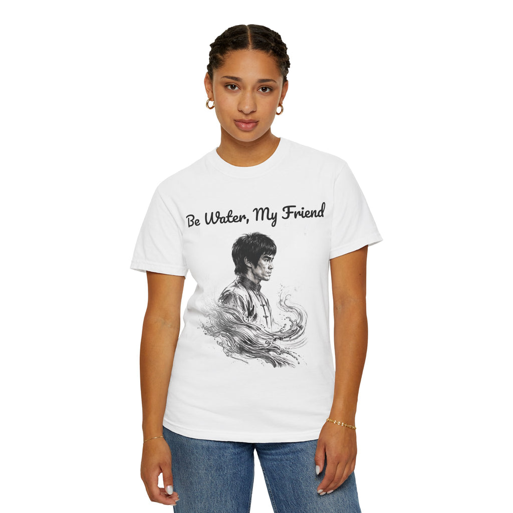 Embrace Adaptability: Bruce Lee Graphic T-Shirt, Classic Monochrome Portrait, Vintage Wash