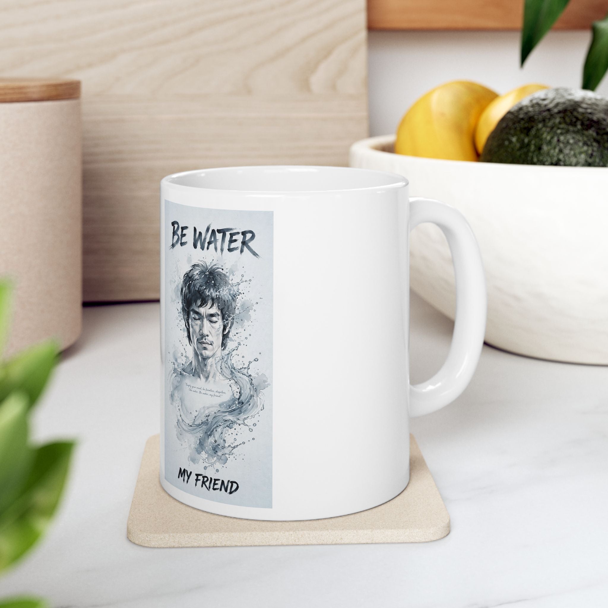 Flow Like Water: Bruce Lee Quote Ceramic Mug – Sip Your Philosophy in Two Sizes