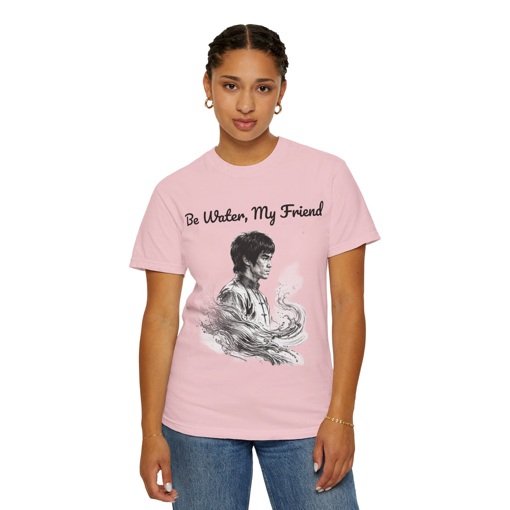 Embrace Adaptability: Bruce Lee Graphic T-Shirt, Classic Monochrome Portrait, Vintage Wash
