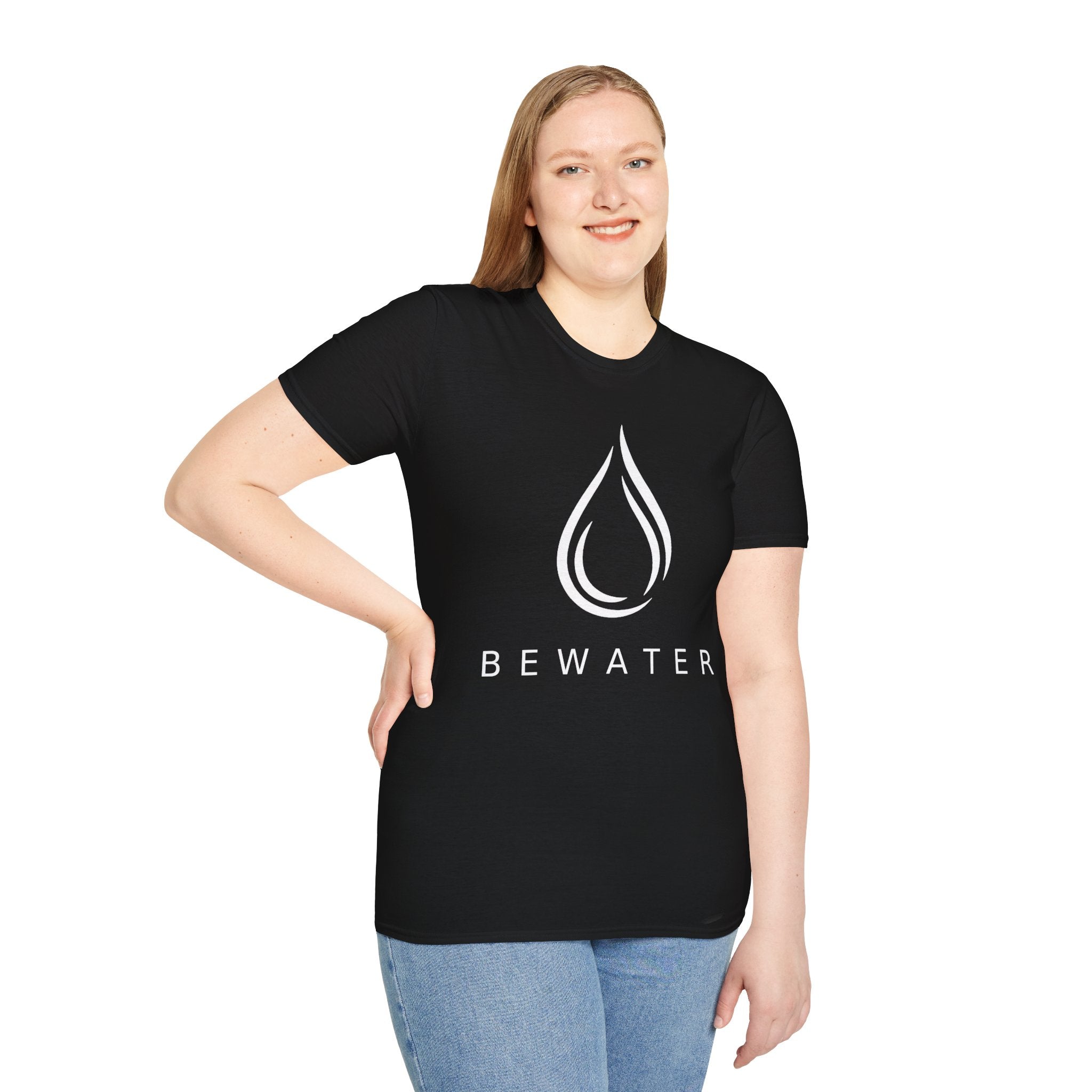 BEWATER Logo BLACK T-Shirt — Minimal Water Drop Graphic Tee