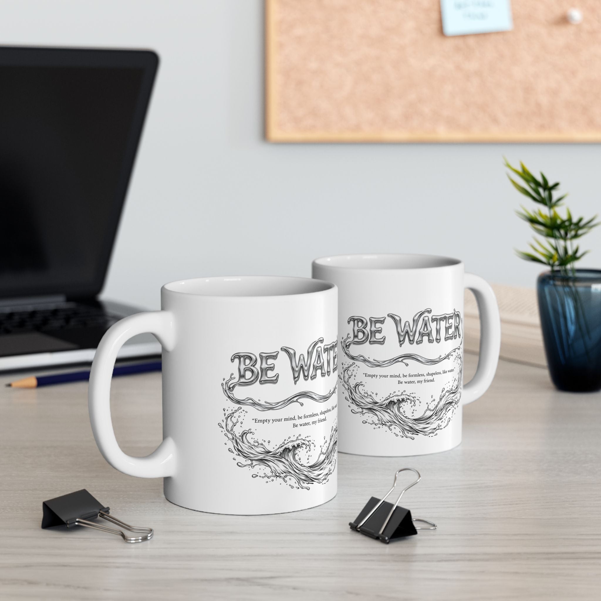 Bruce Lee "Be Water, My Friend" Ceramic Mug – Martial Arts Quote Coffee Cup, Inspirational Gift for Men & Women, Available in 11oz and 15oz