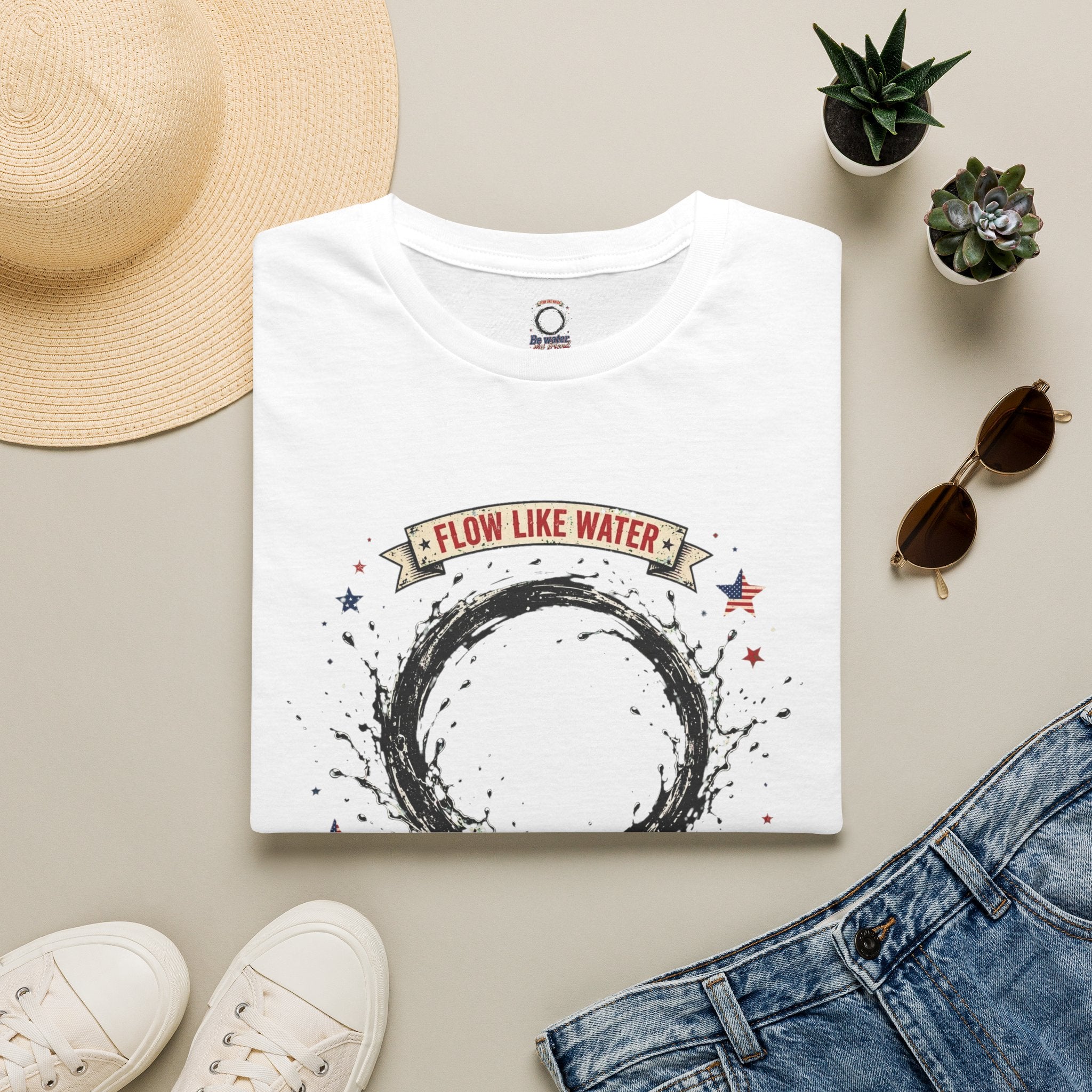 The “Be Water” Tee – Bruce Lee’s Flow Philosophy on a Retro-Inspired Shirt, Featuring FLOW LIKE WATER and 1940 Badge Soft Fabric