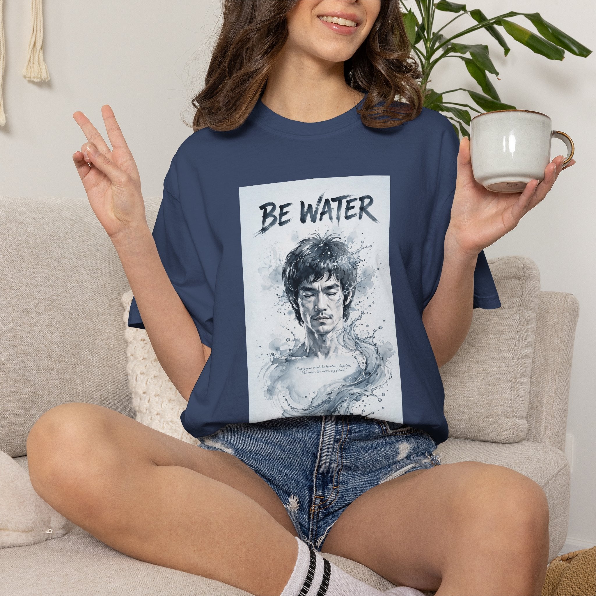 Unisex Garment-Dyed T-shirt | Remind You Be Water Like Bruce Lee