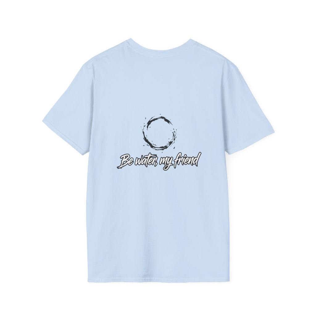 New T‑Shirt Minimal Zen Brush Circle with “Be Water, My Friend” Inspirational Graphic