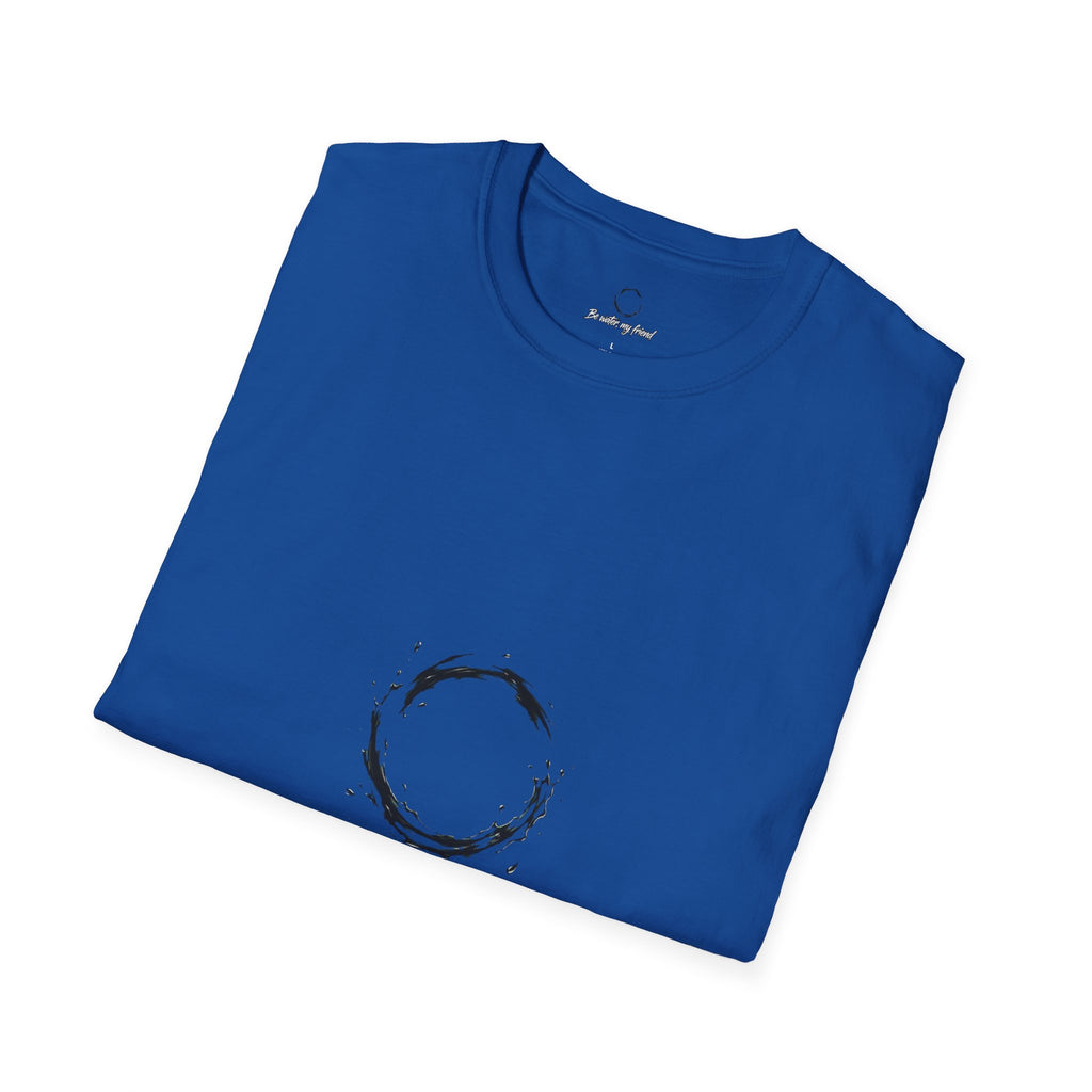 New T‑Shirt Minimal Zen Brush Circle with “Be Water, My Friend” Inspirational Graphic