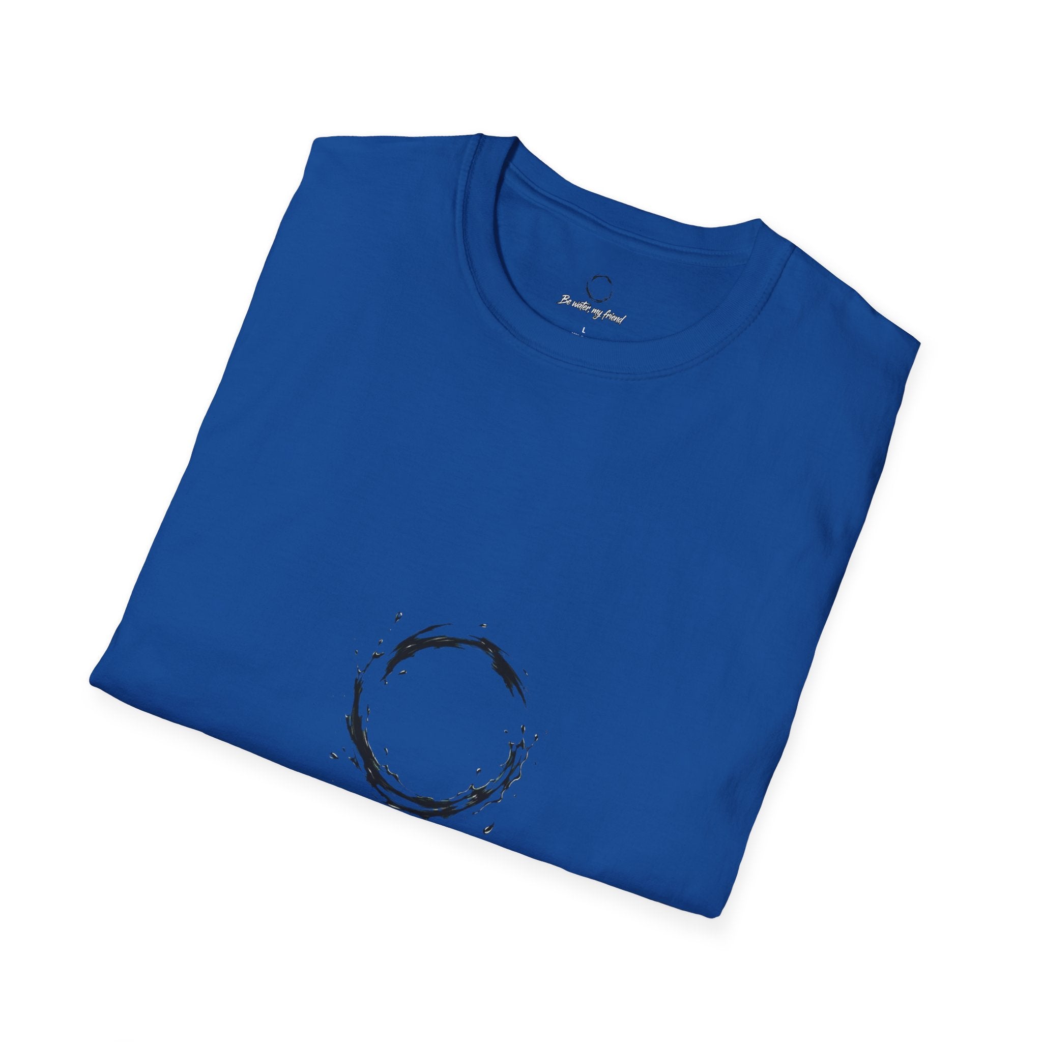 New T‑Shirt Minimal Zen Brush Circle with “Be Water, My Friend” Inspirational Graphic