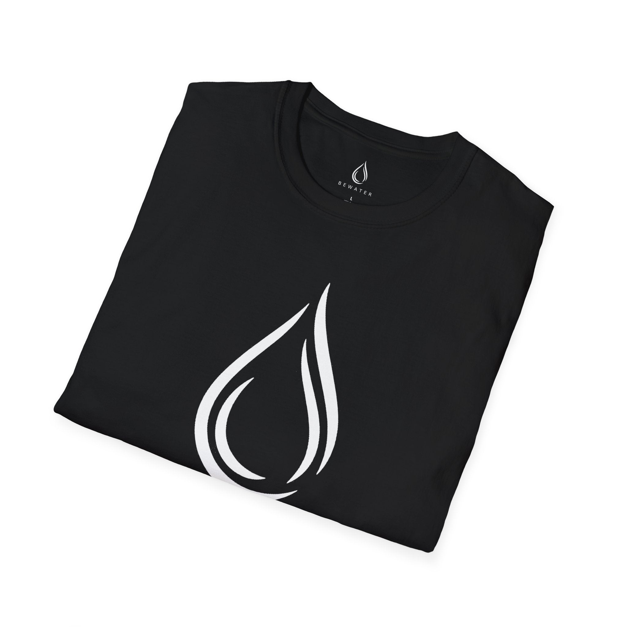 BEWATER Logo BLACK T-Shirt — Minimal Water Drop Graphic Tee