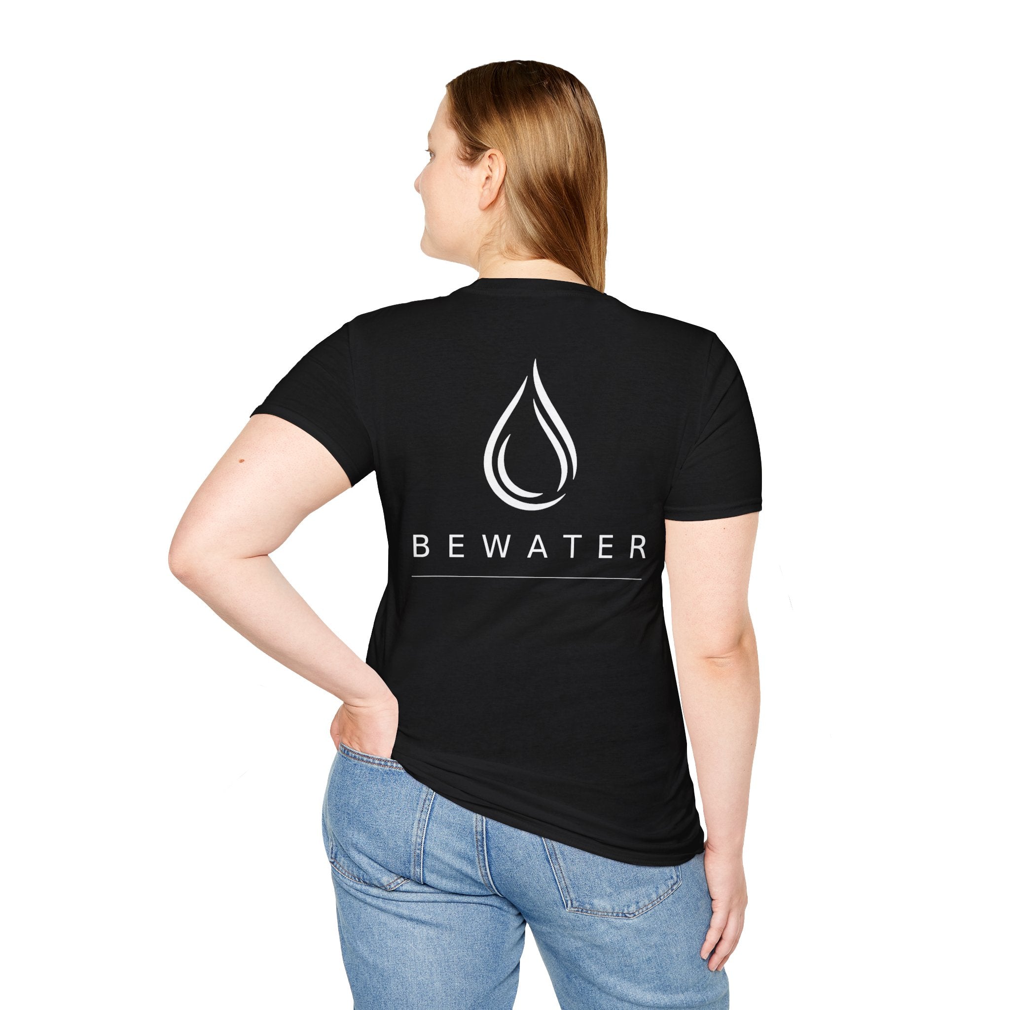 BEWATER Logo BLACK T-Shirt — Minimal Water Drop Graphic Tee